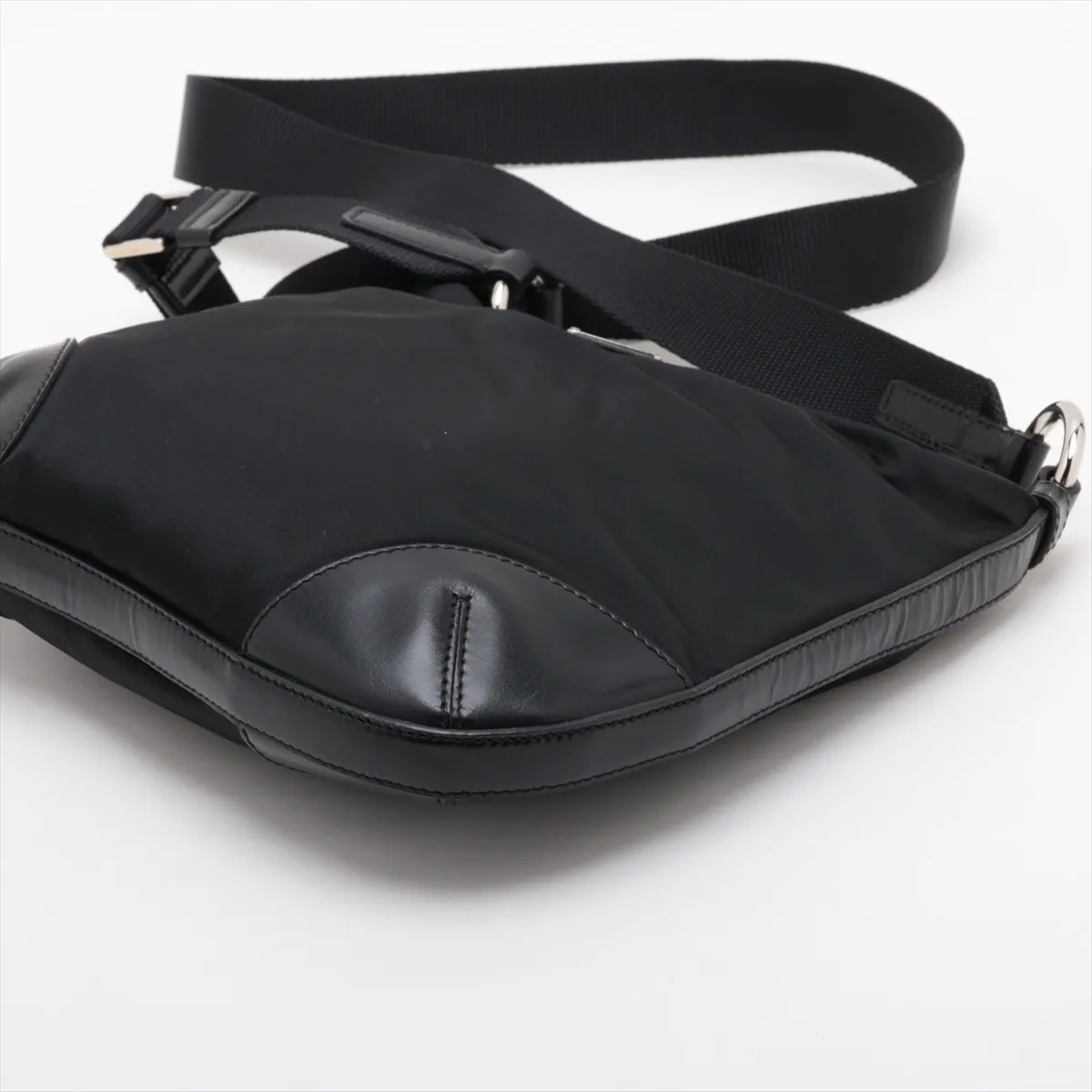 Tessuto Nylon x Leather Shoulder Bag, Black — view 3