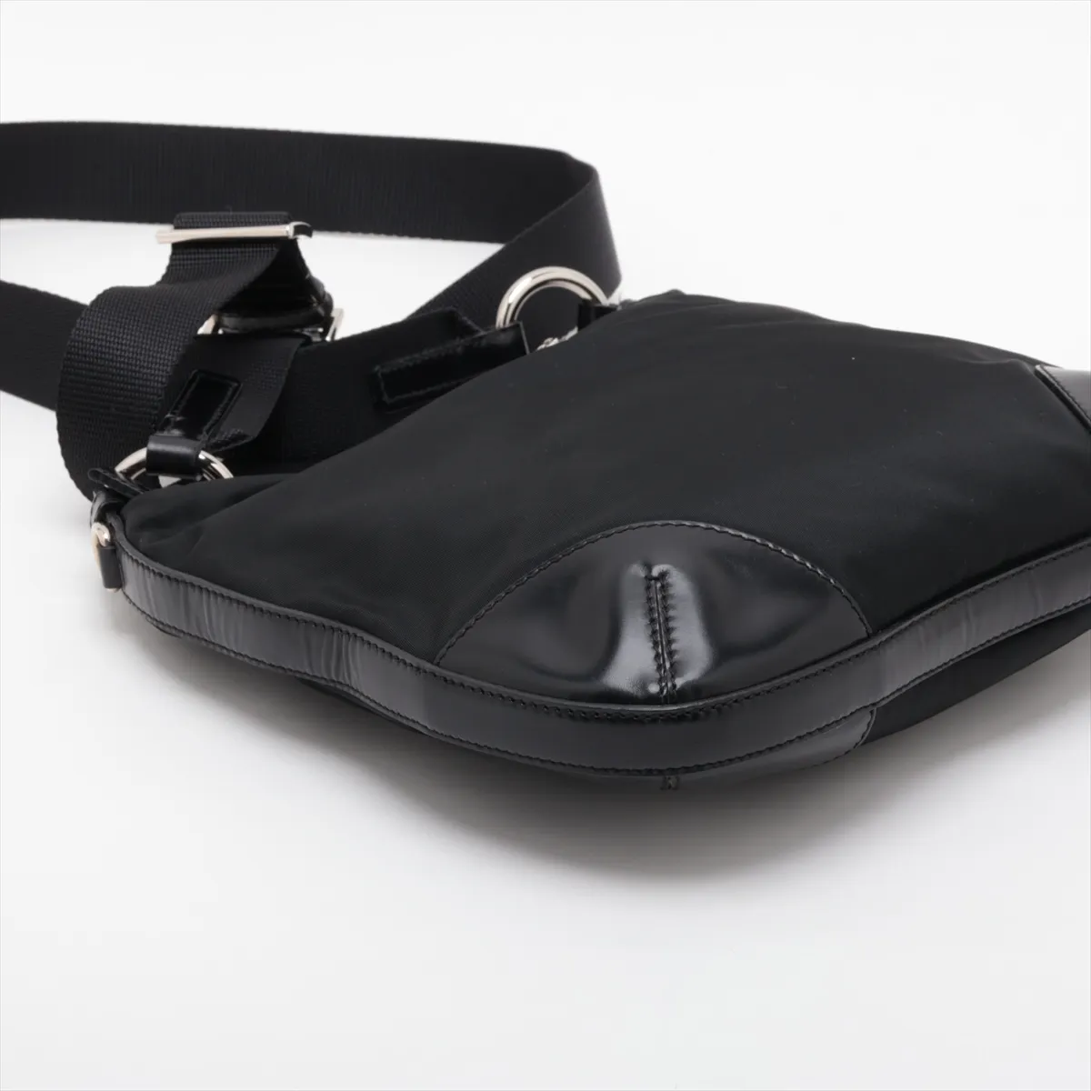 Tessuto Nylon x Leather Shoulder Bag, Black — view 4