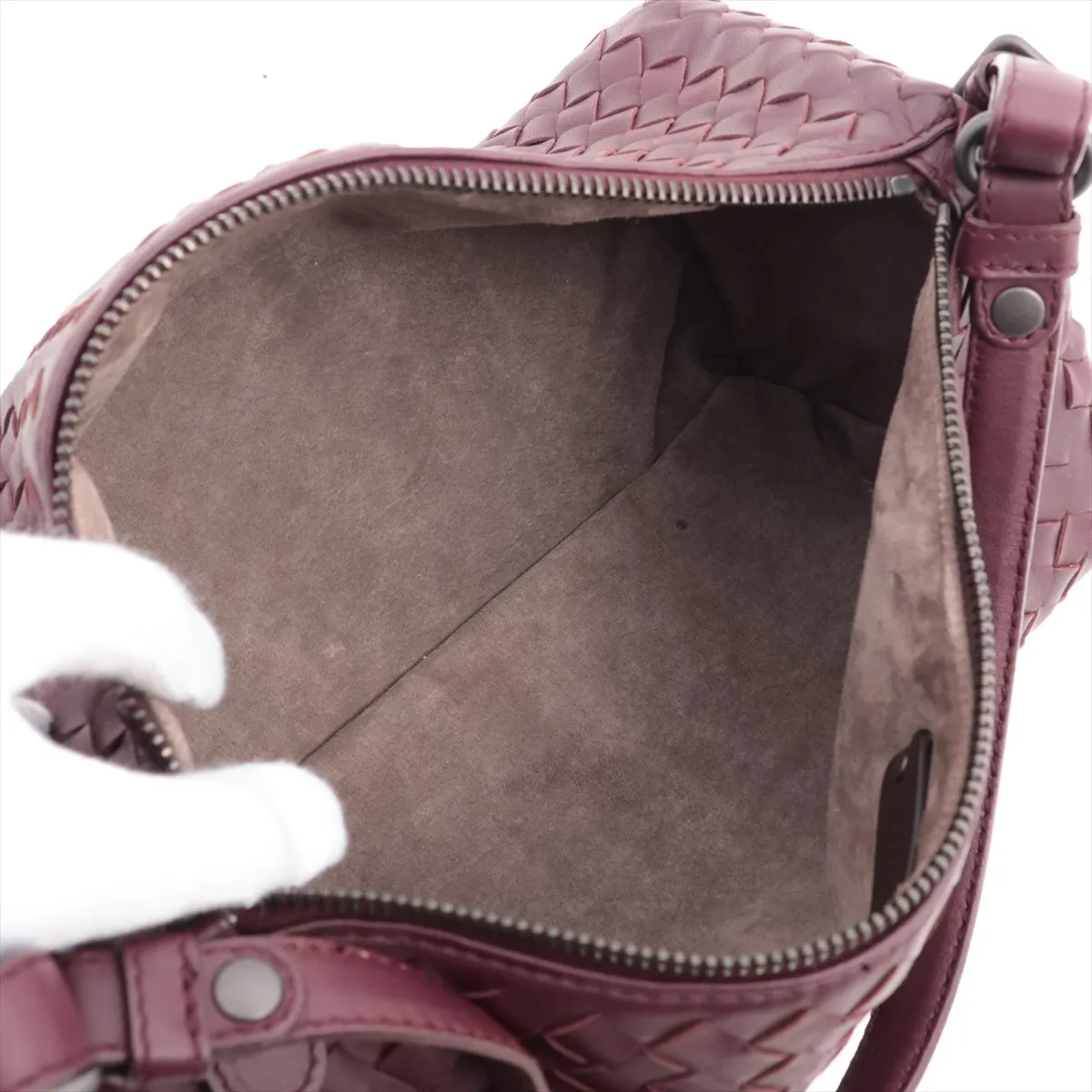 Intrecciato Leather Handbag Bordeaux — view 7
