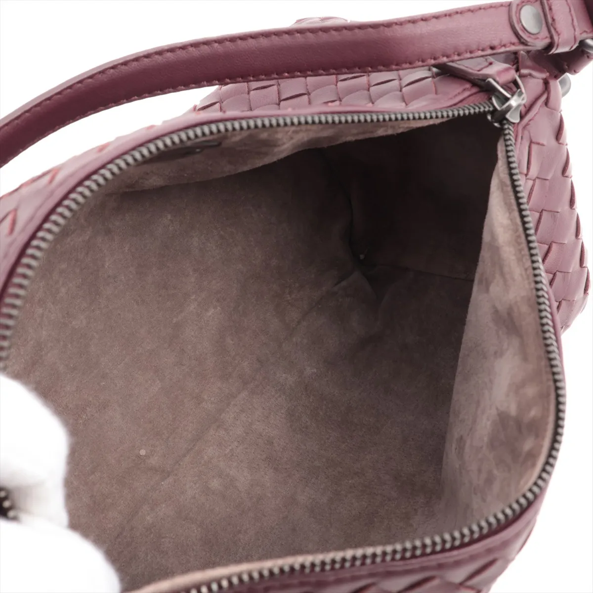 Intrecciato Leather Handbag Bordeaux — view 8
