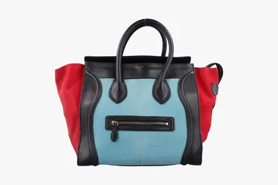 Luggage Mini Shopper - Leather x Calf Hair - Black x Blue x Red