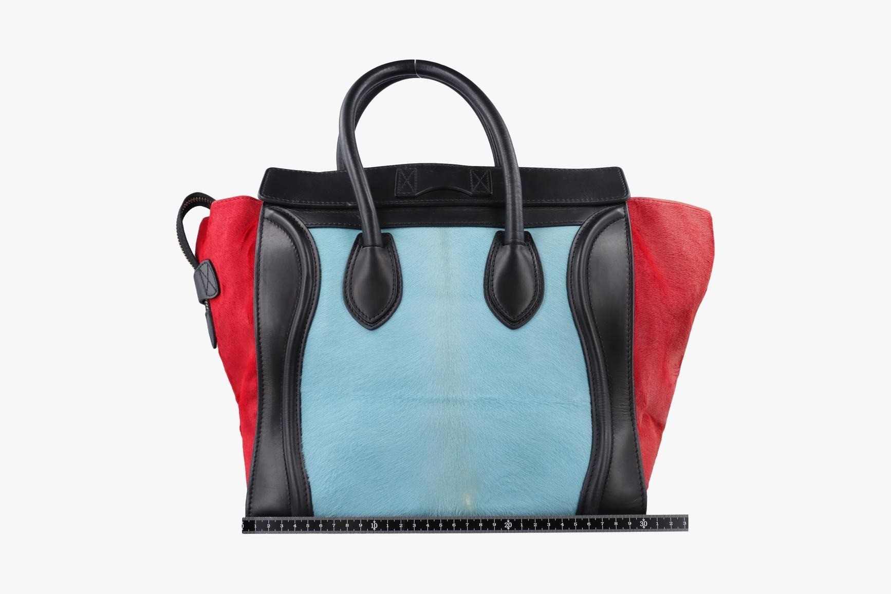 Luggage Mini Shopper - Leather x Calf Hair - Black x Blue x Red — view 2