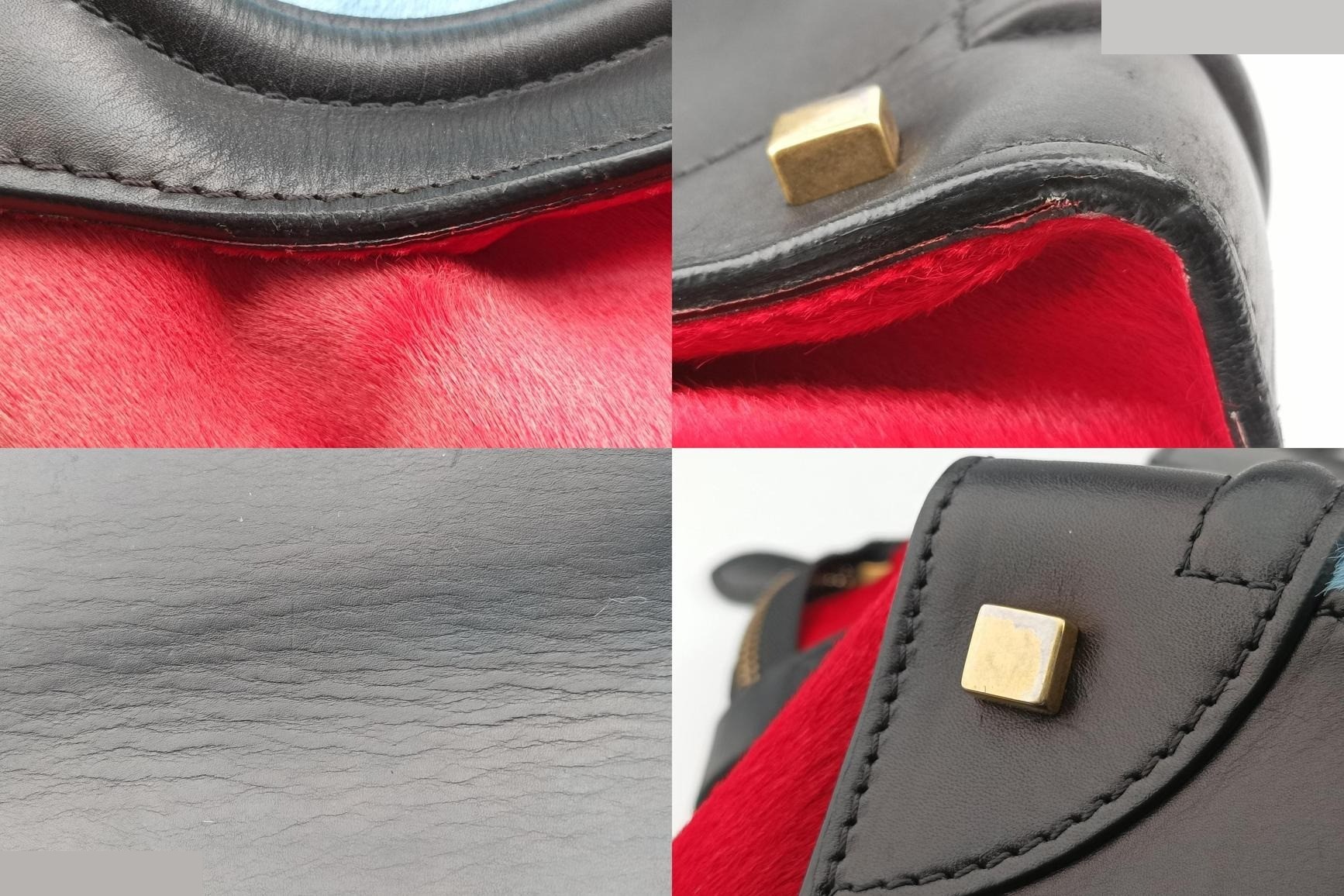 Luggage Mini Shopper - Leather x Calf Hair - Black x Blue x Red — view 11