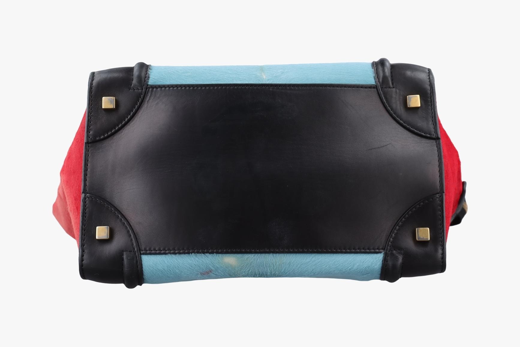 Luggage Mini Shopper - Leather x Calf Hair - Black x Blue x Red — view 3