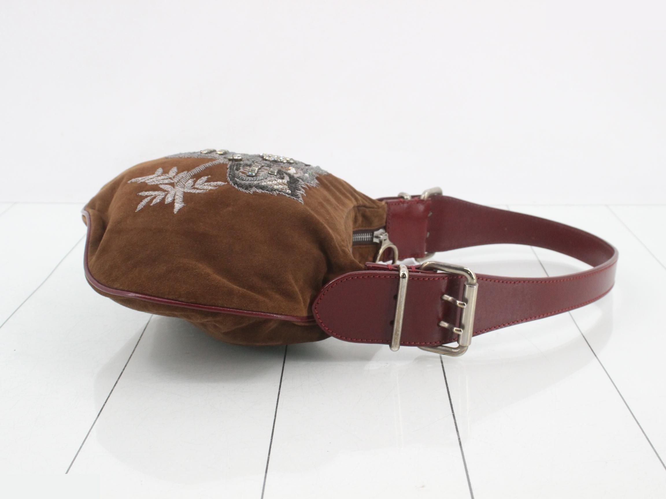 Suede one-shoulder bag with rhinestones — view 3