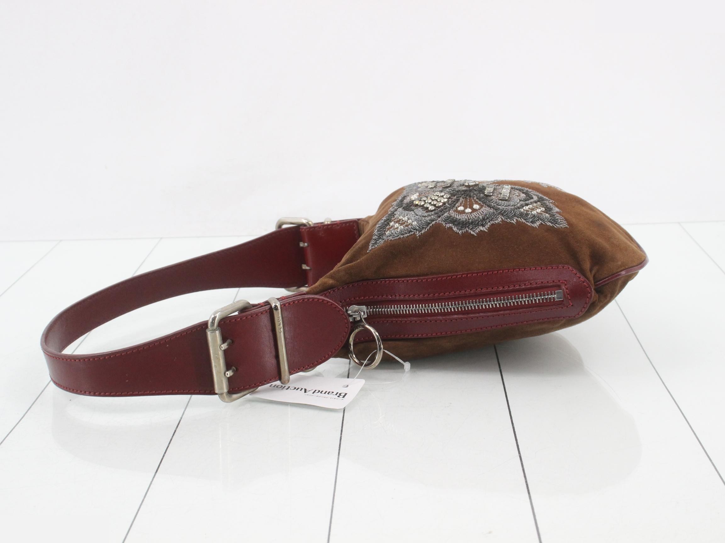 Suede one-shoulder bag with rhinestones — view 4
