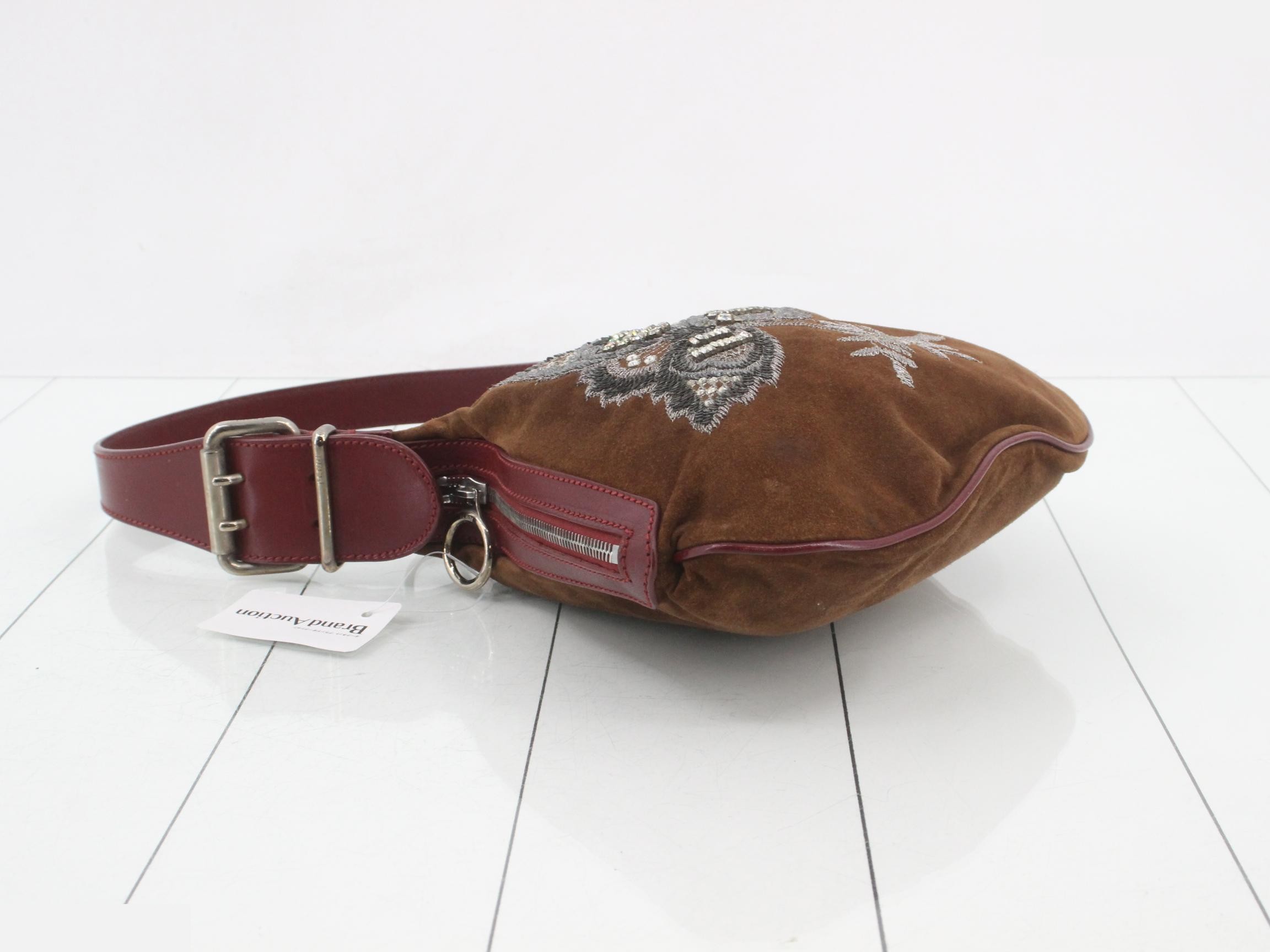 Suede one-shoulder bag with rhinestones — view 5