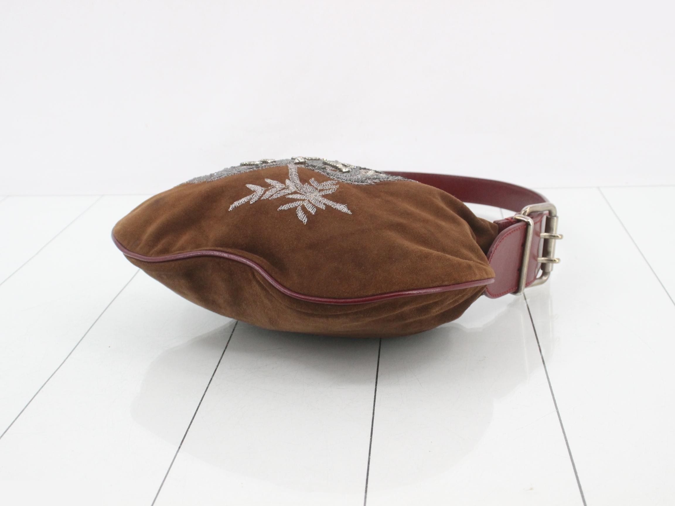 Suede one-shoulder bag with rhinestones — view 6