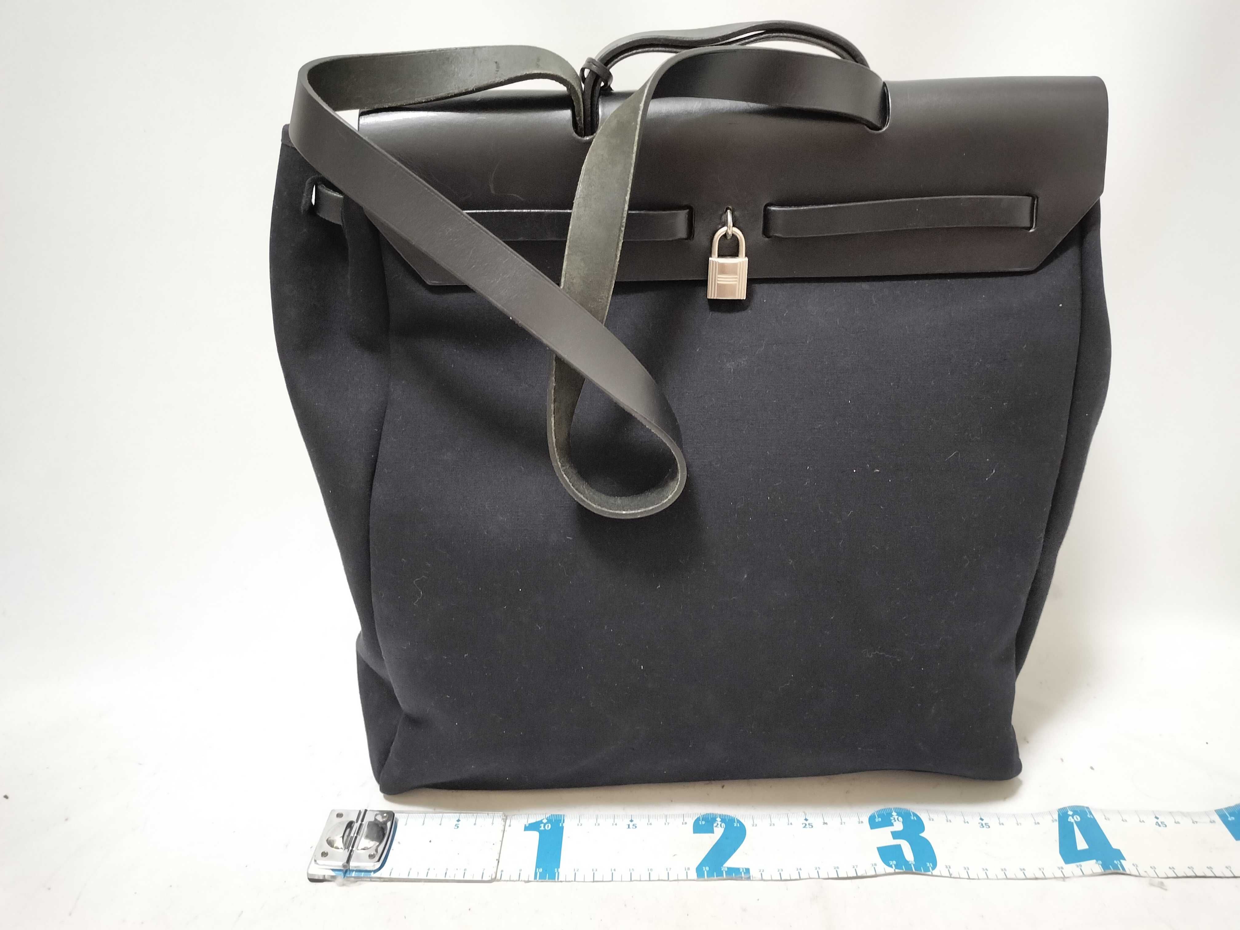 Herbag MM Toile Officier x Calf Leather Black Silver Hardware EC: 1999 Handbag — view 2