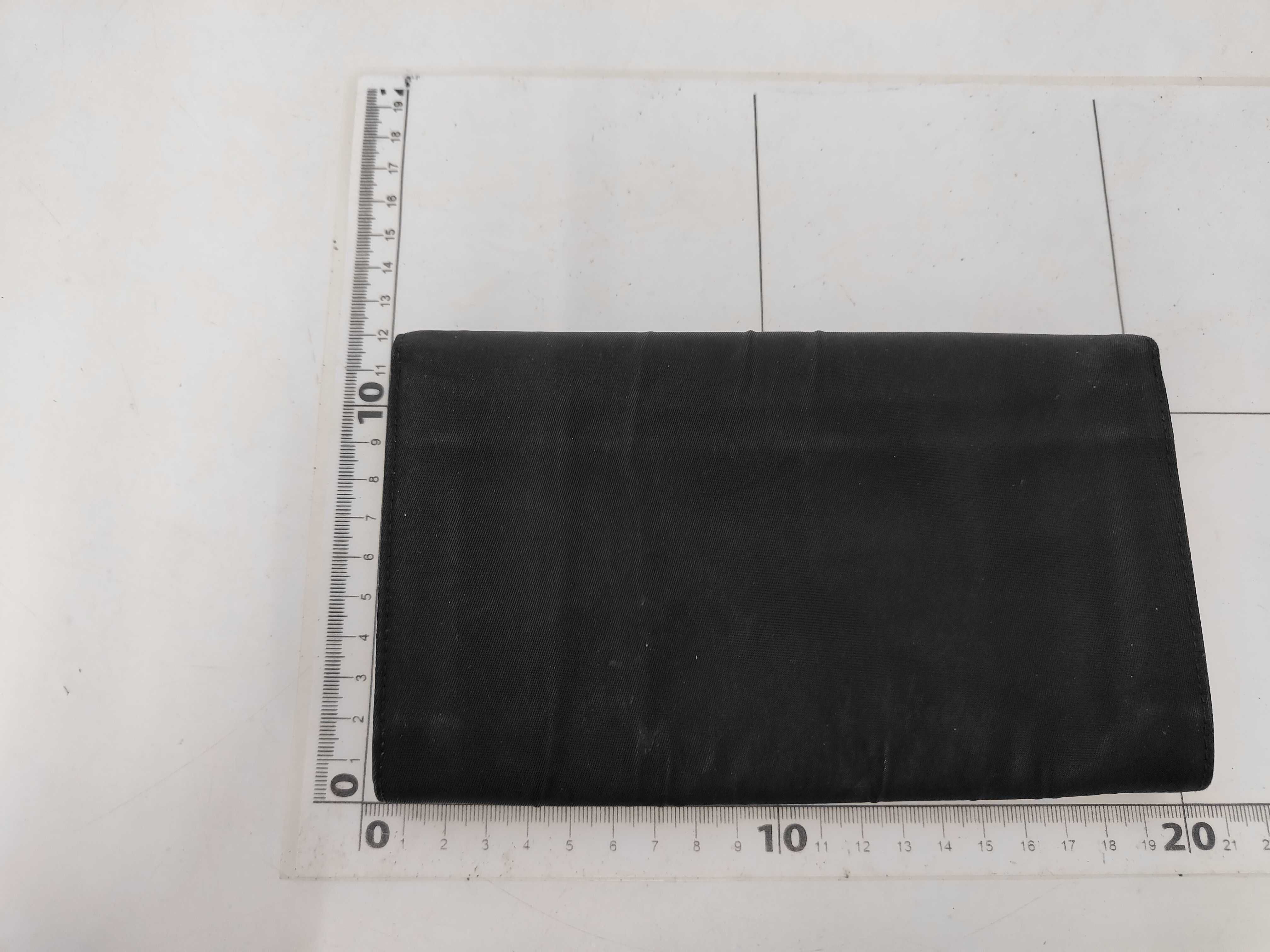 Nylon/Saffiano Triangle Logo Long Wallet, Black, Silver Hardware — view 2