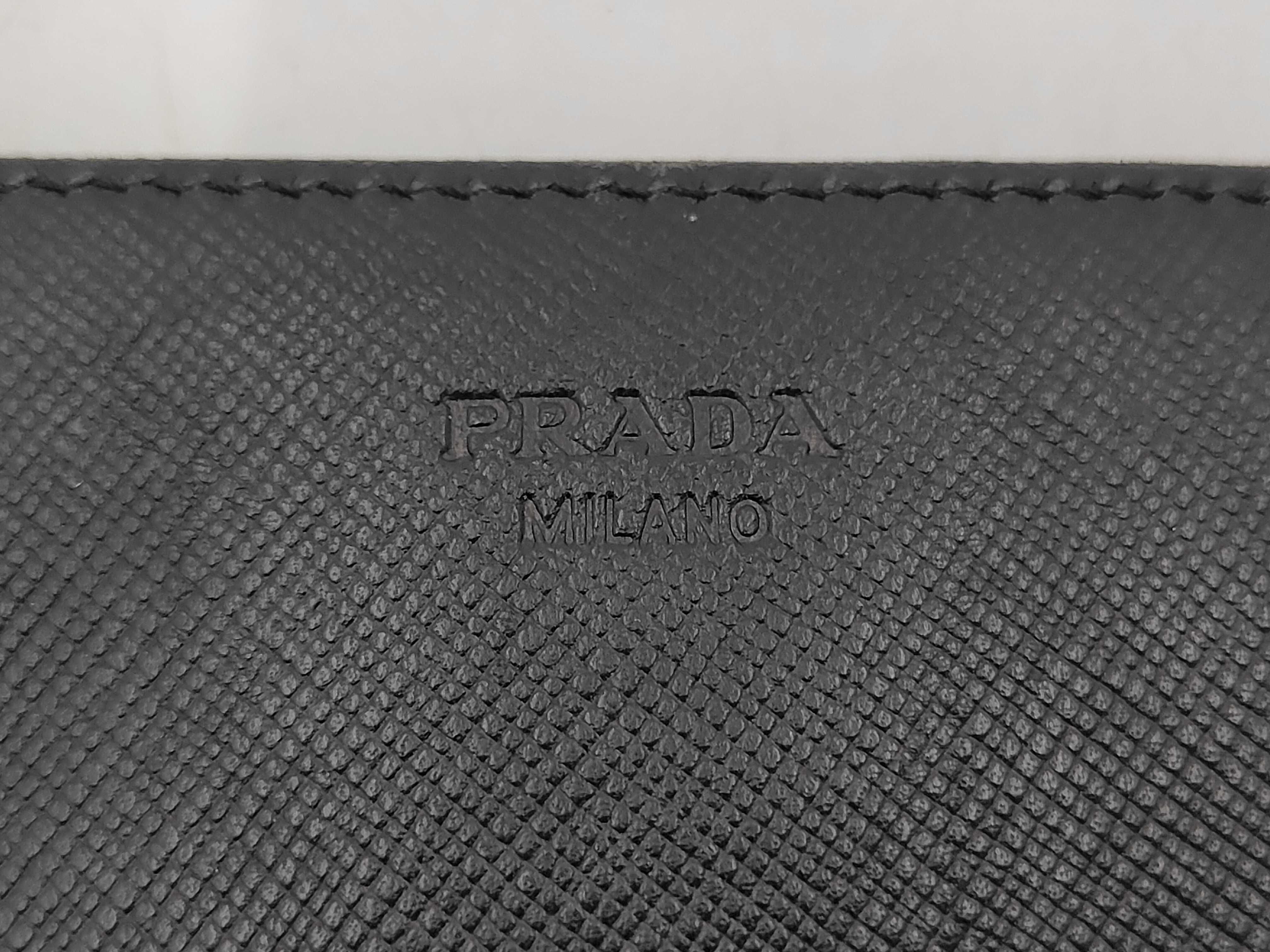 Nylon/Saffiano Triangle Logo Long Wallet, Black, Silver Hardware — view 12