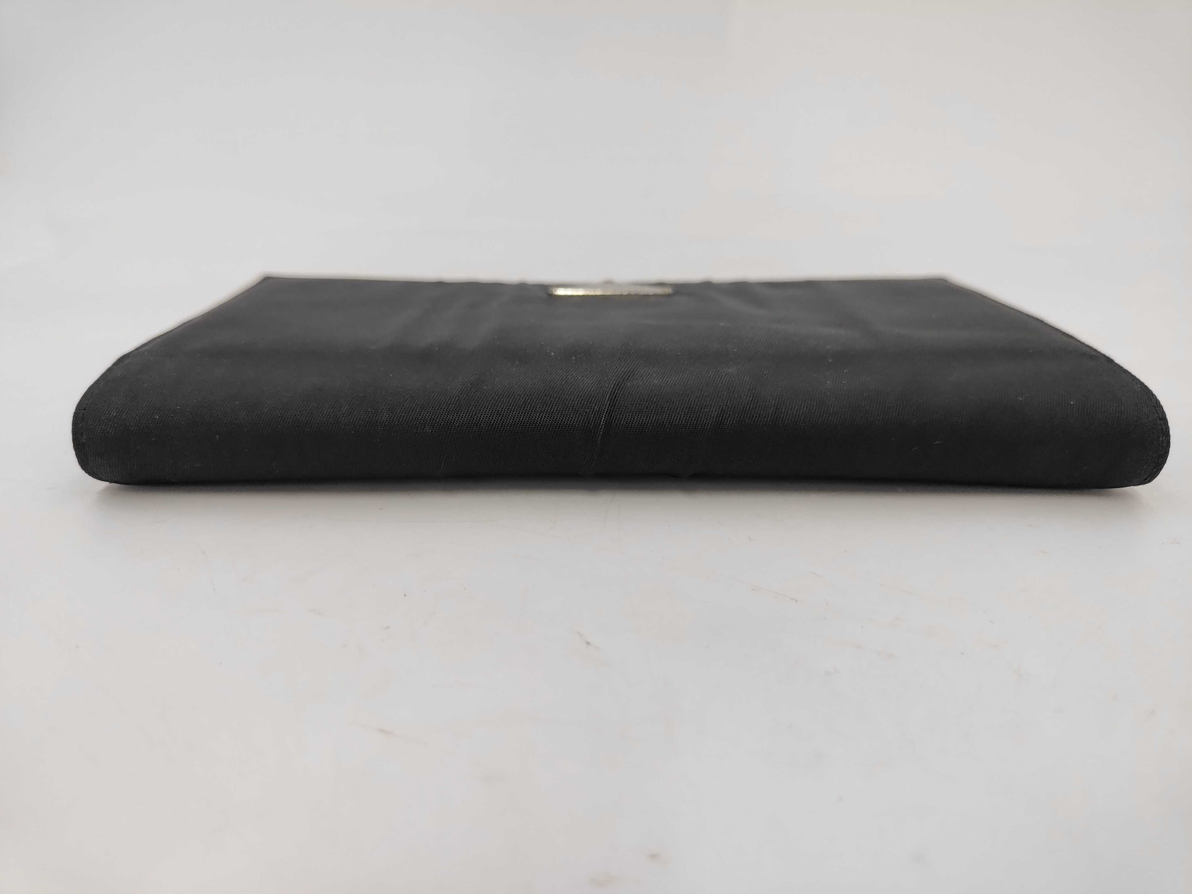 Nylon/Saffiano Triangle Logo Long Wallet, Black, Silver Hardware — view 5