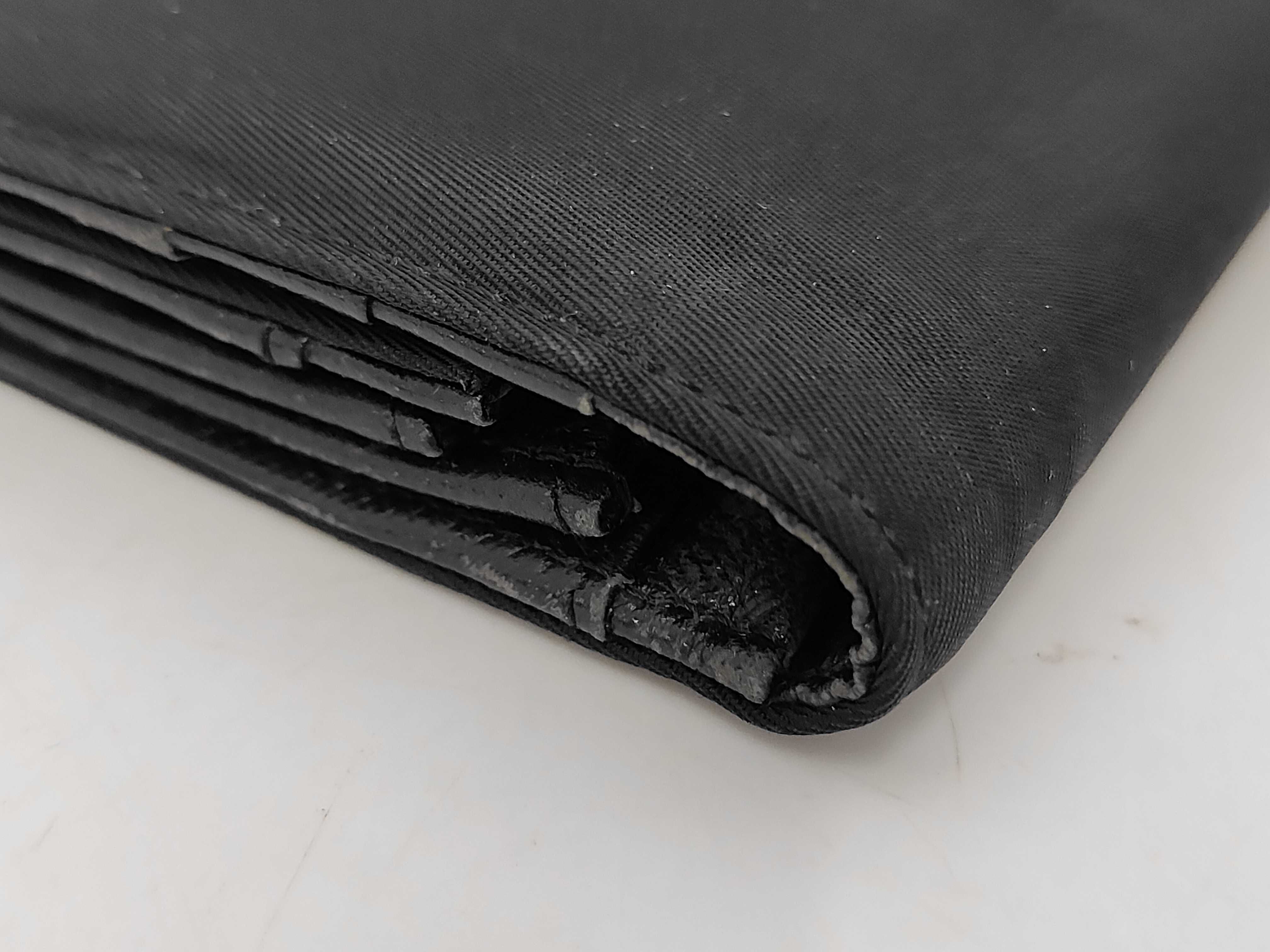 Nylon/Saffiano Triangle Logo Long Wallet, Black, Silver Hardware — view 6