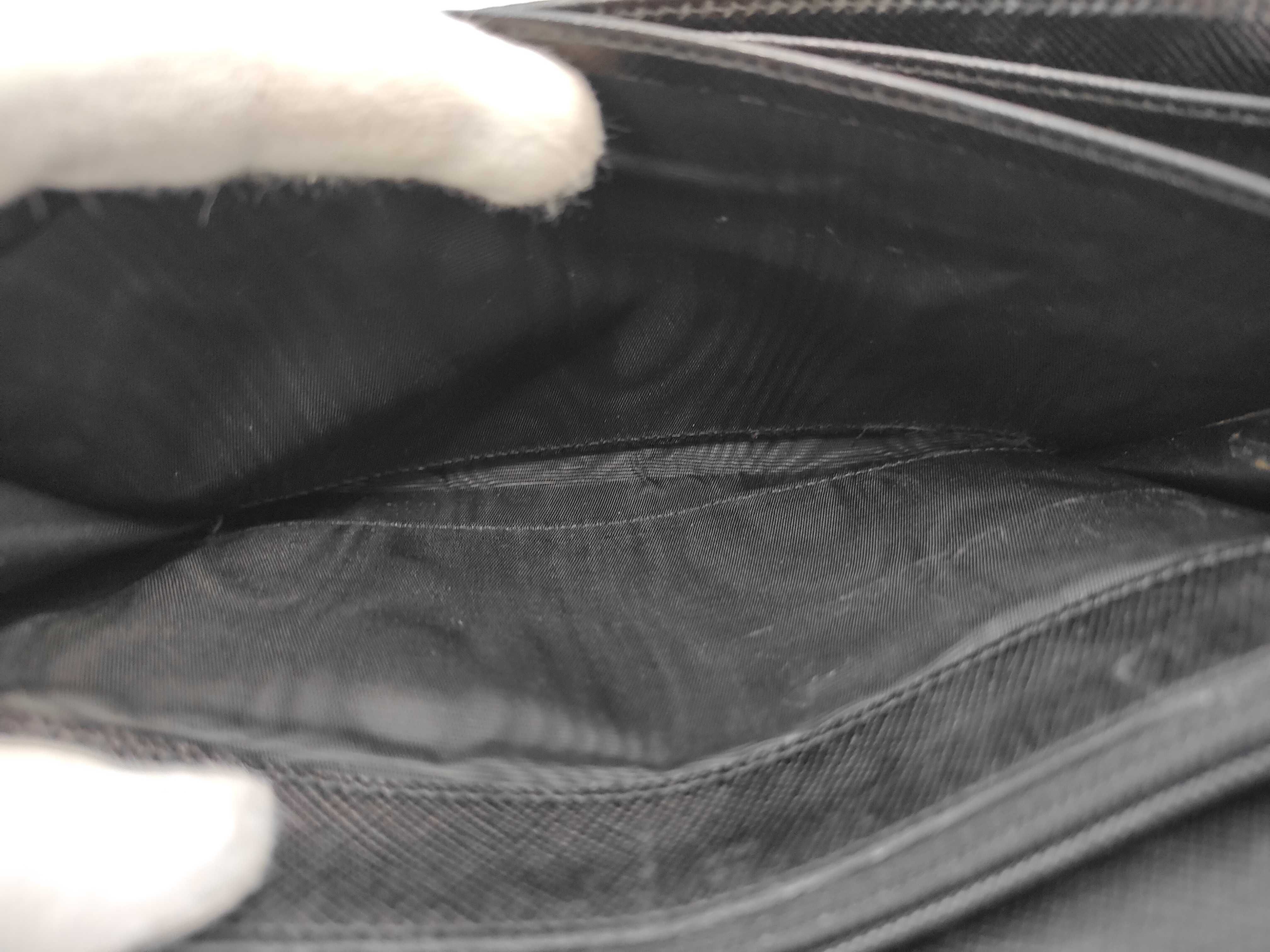 Nylon/Saffiano Triangle Logo Long Wallet, Black, Silver Hardware — view 10