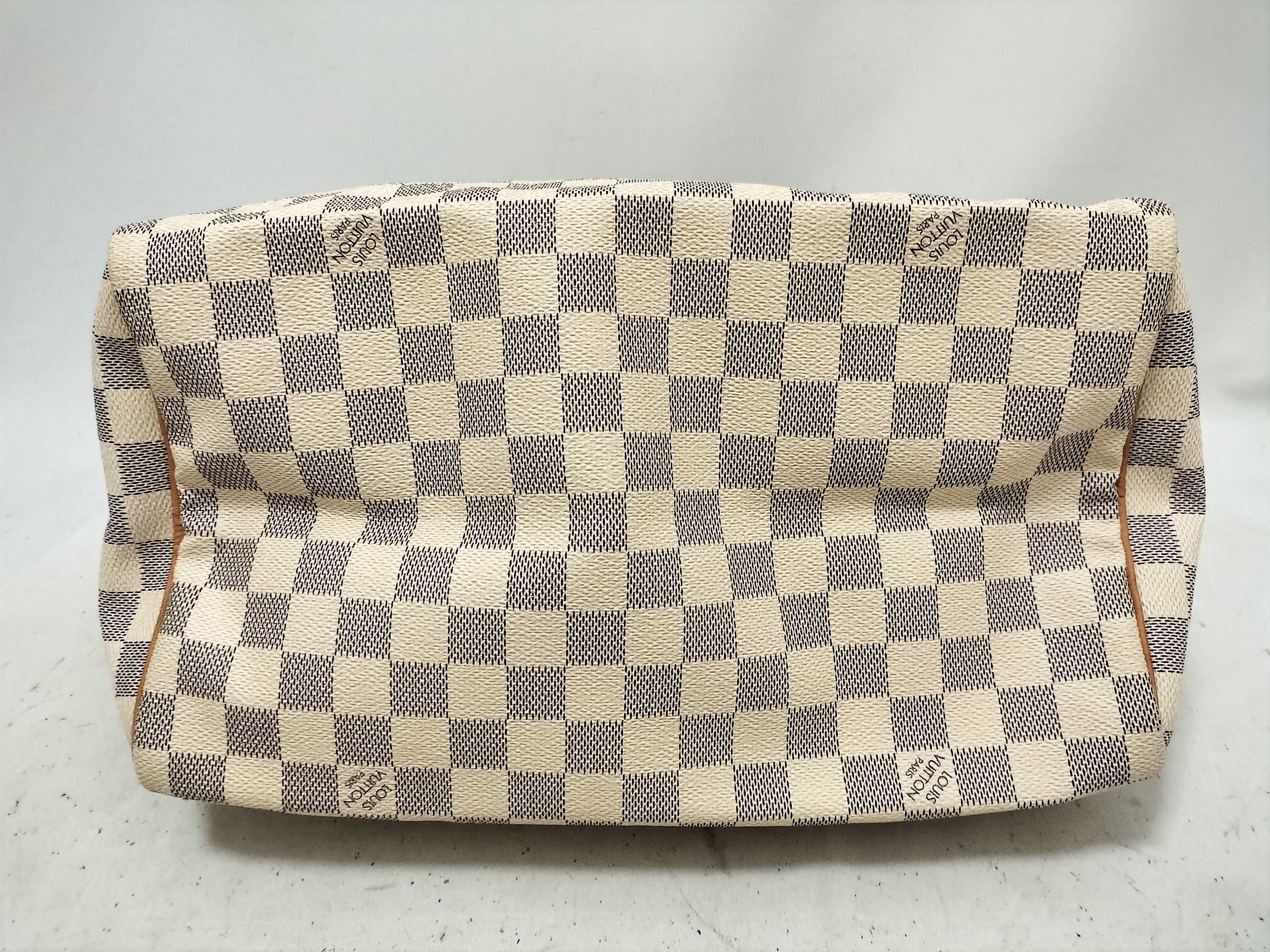 Damier Azure Speedy 30 N41533 SP0096 White Handbag — view 8