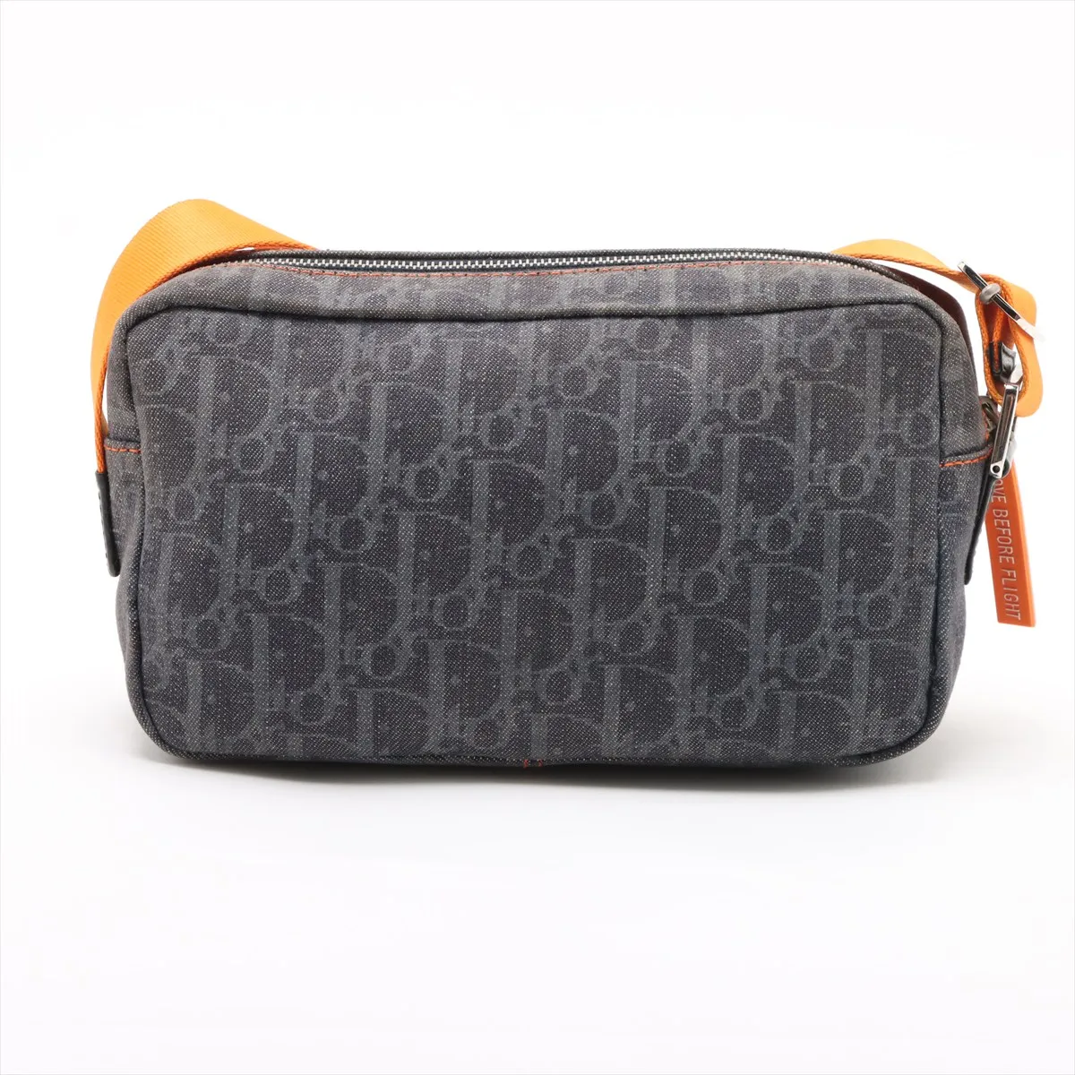 Flightline Trotter Denim x Leather Shoulder Bag Navy x Orange — view 2