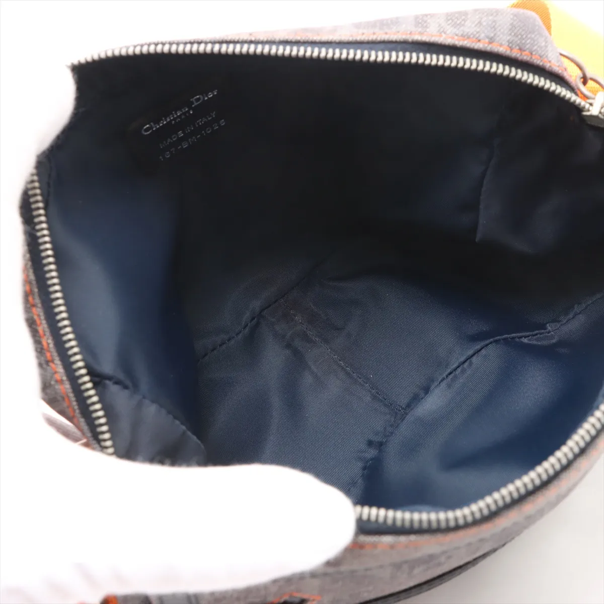 Flightline Trotter Denim x Leather Shoulder Bag Navy x Orange — view 6