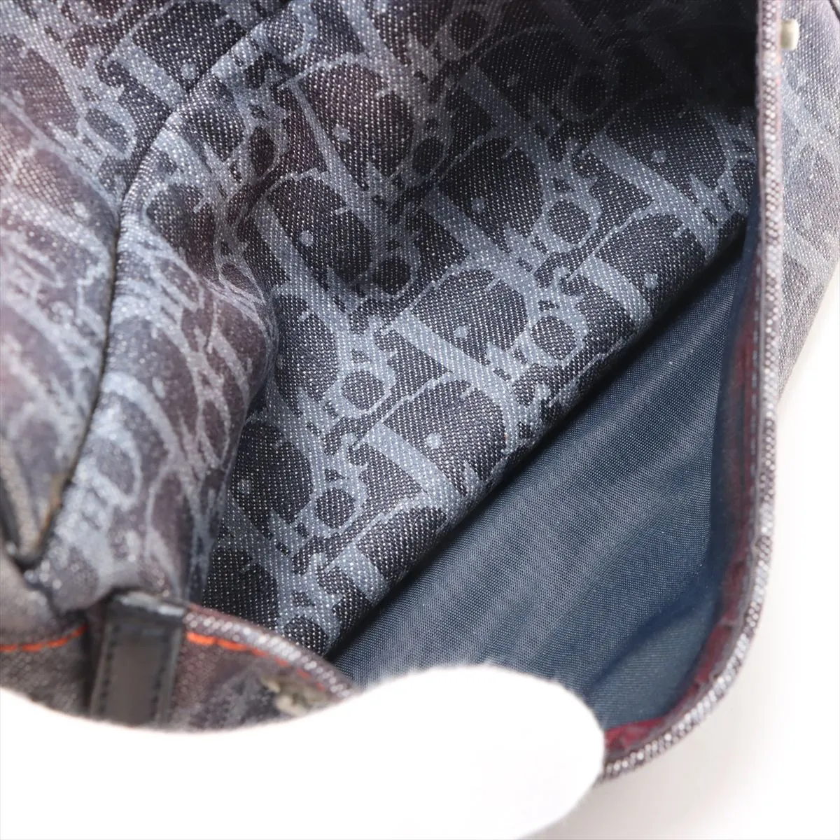 Flightline Trotter Denim x Leather Shoulder Bag Navy x Orange — view 7