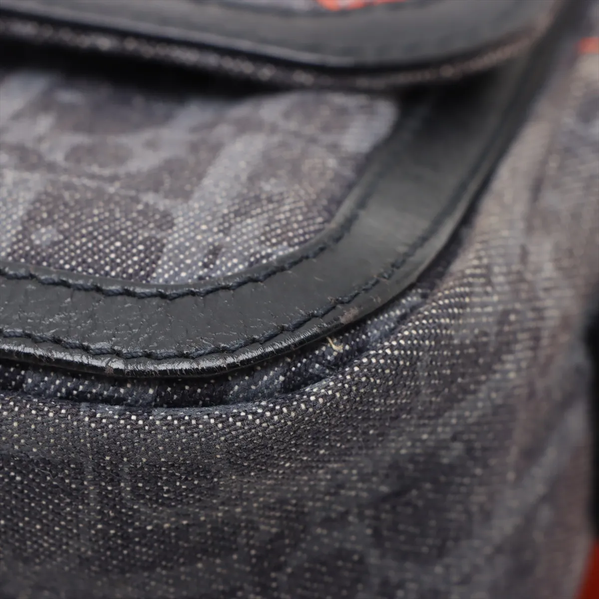 Flightline Trotter Denim x Leather Shoulder Bag Navy x Orange — view 9
