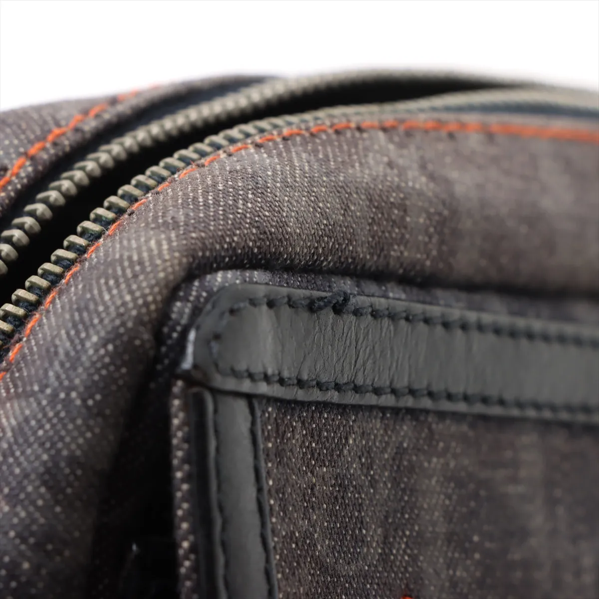 Flightline Trotter Denim x Leather Shoulder Bag Navy x Orange — view 10