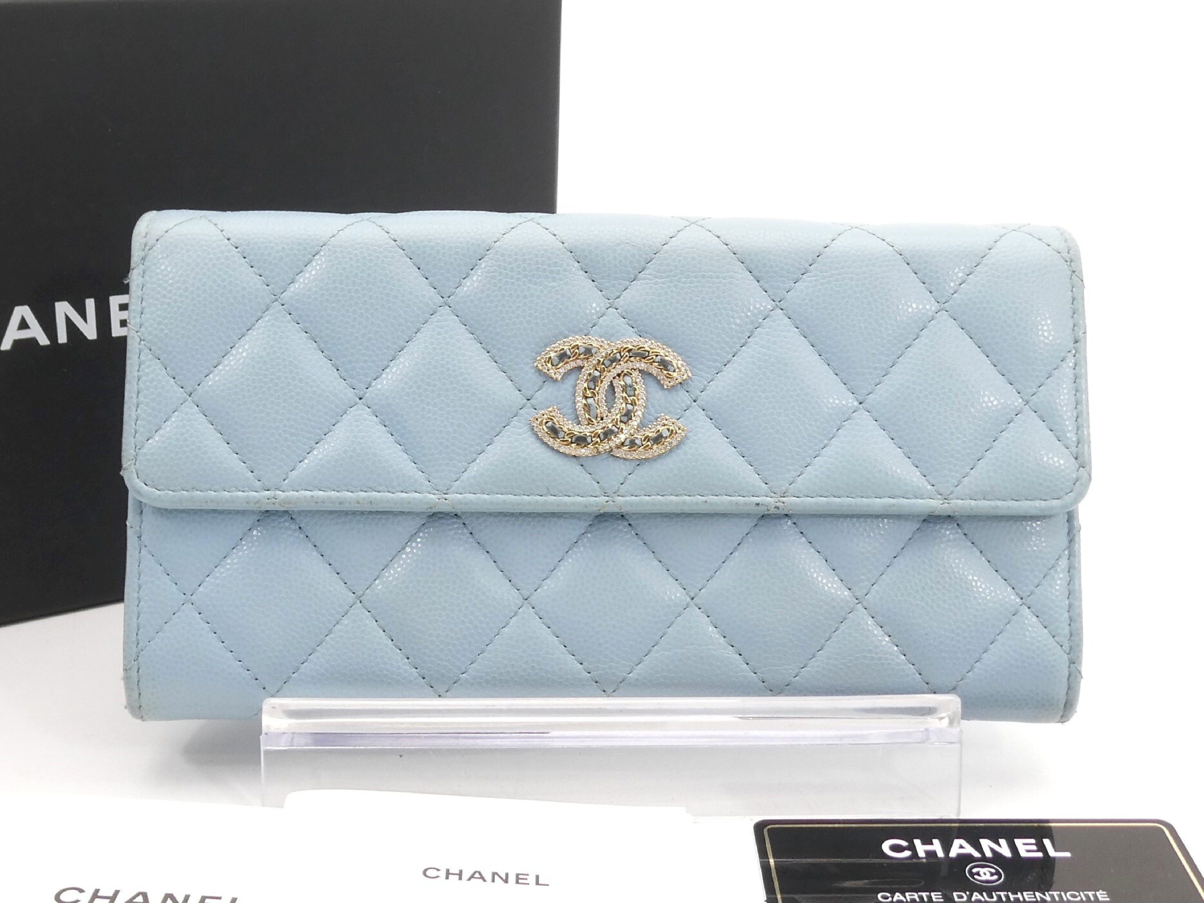 Matelassé Coco Mark Caviar Skin Wallet