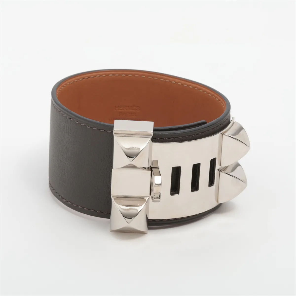 Medor Collier de Chien R stamp: 2014 Bracelet L Leather x Metal Gray x Silver — view 2