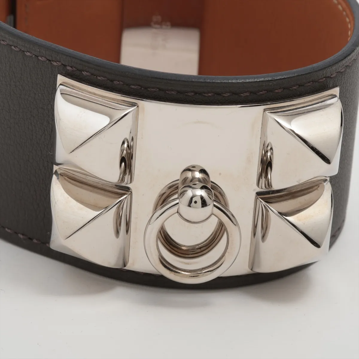 Medor Collier de Chien R stamp: 2014 Bracelet L Leather x Metal Gray x Silver — view 3