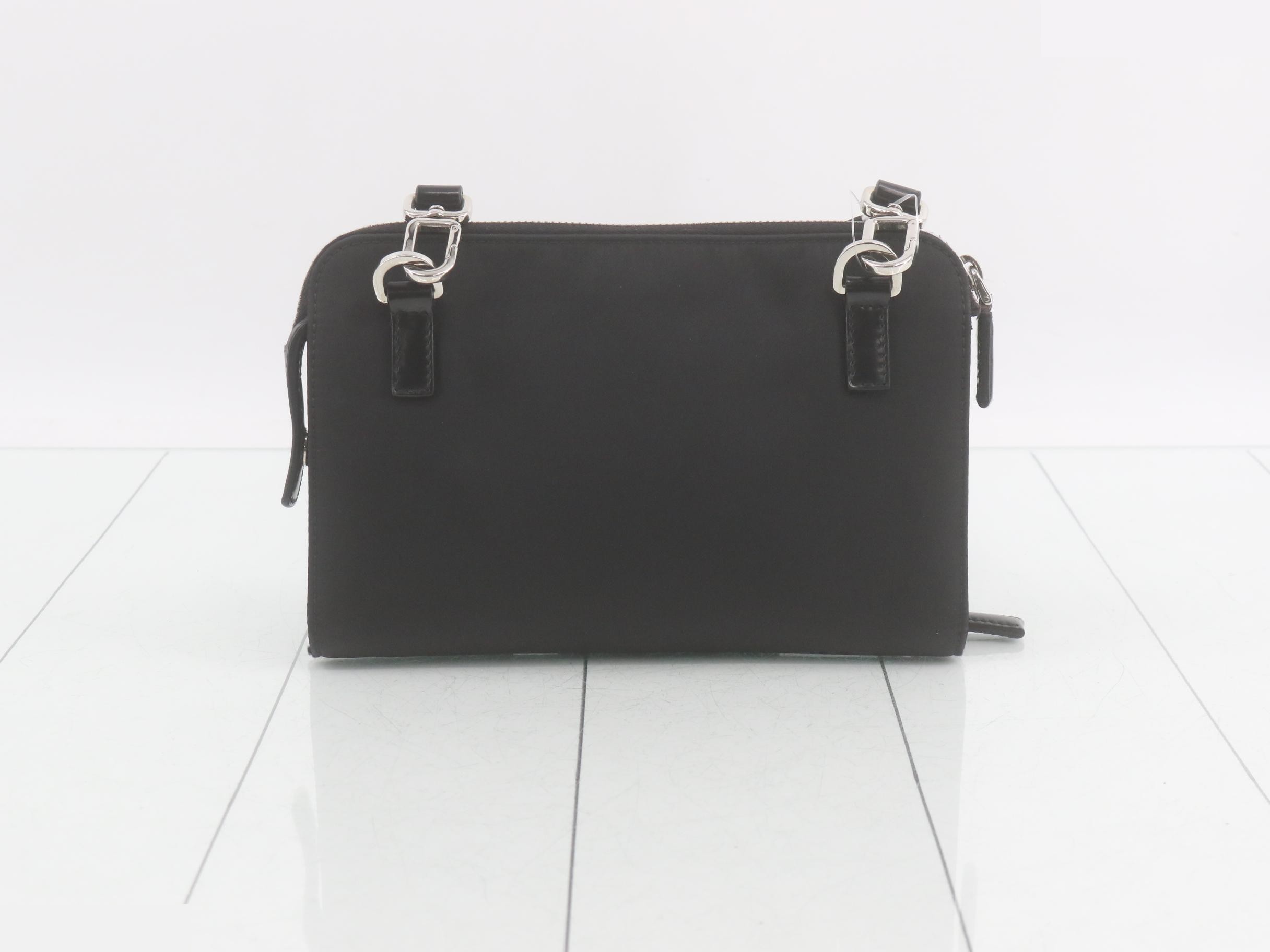 Shoulder bag, nylon/leather, black — view 2
