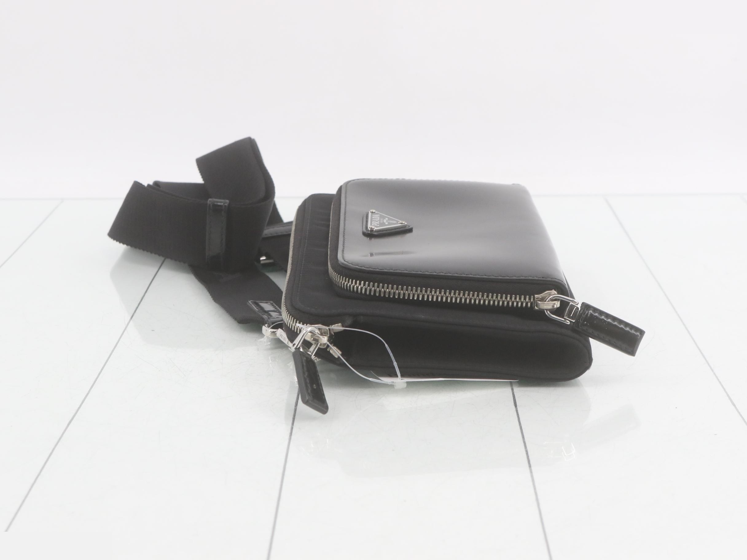 Shoulder bag, nylon/leather, black — view 4