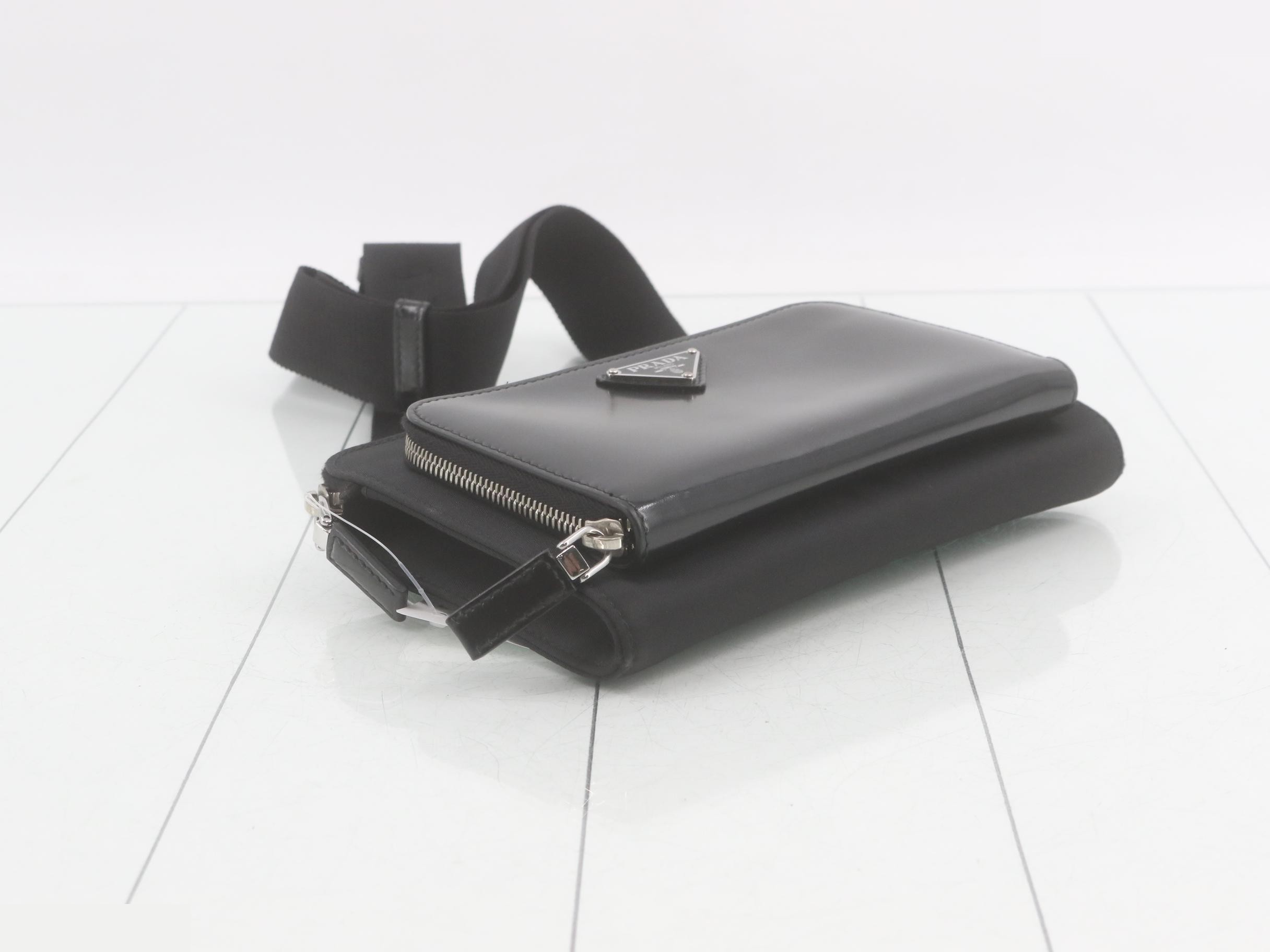 Shoulder bag, nylon/leather, black — view 5