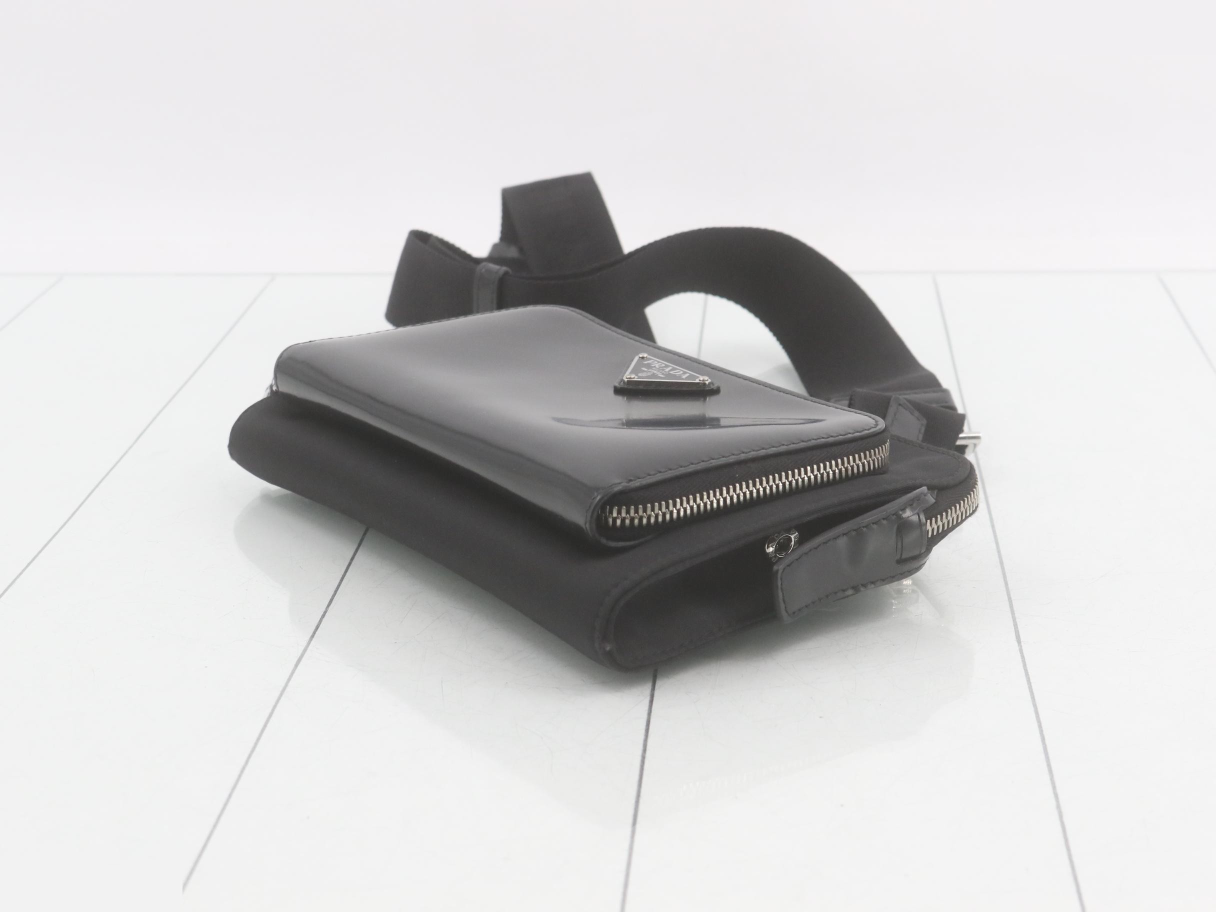 Shoulder bag, nylon/leather, black — view 6