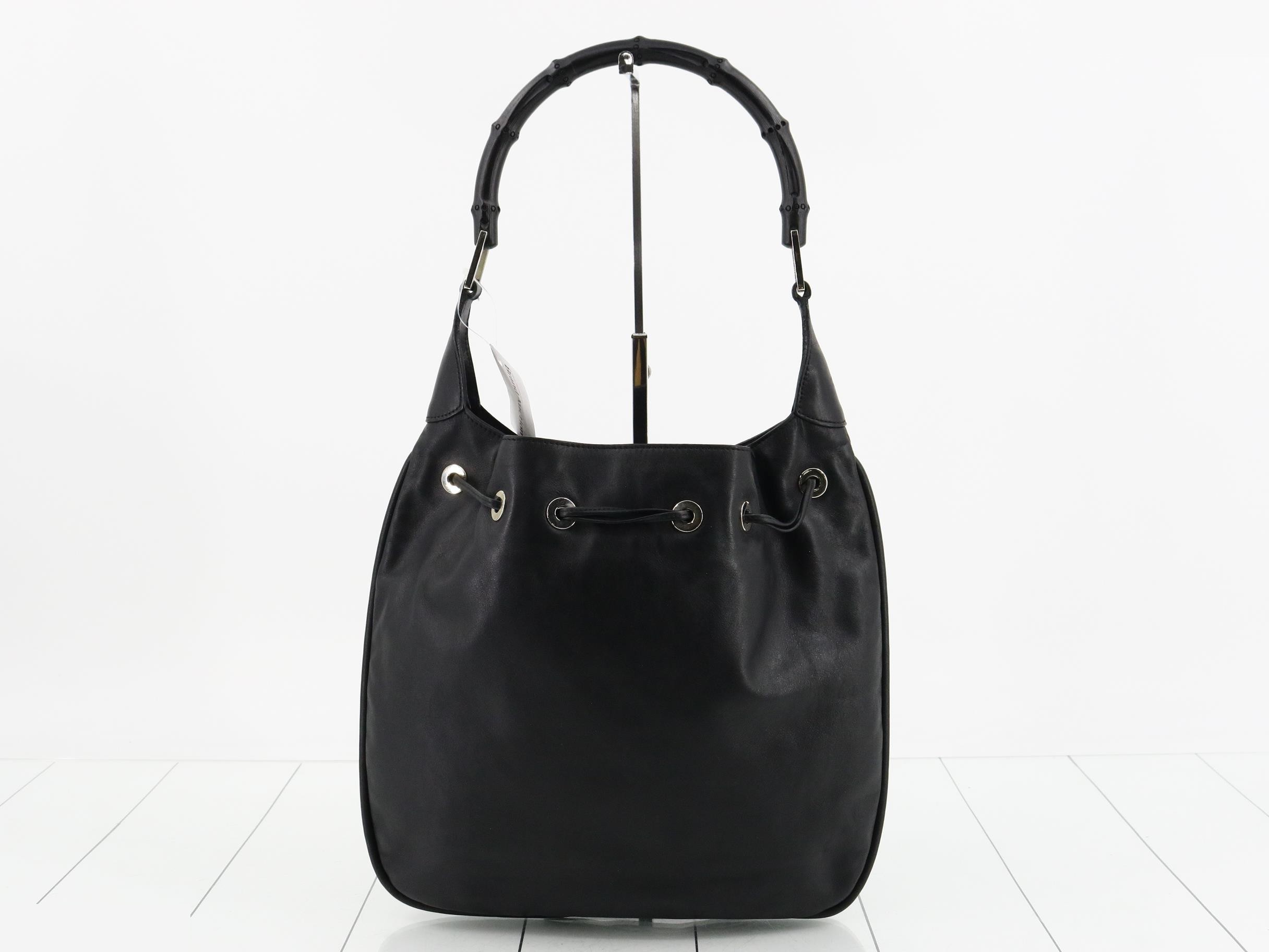 Black leather handbag — view 2