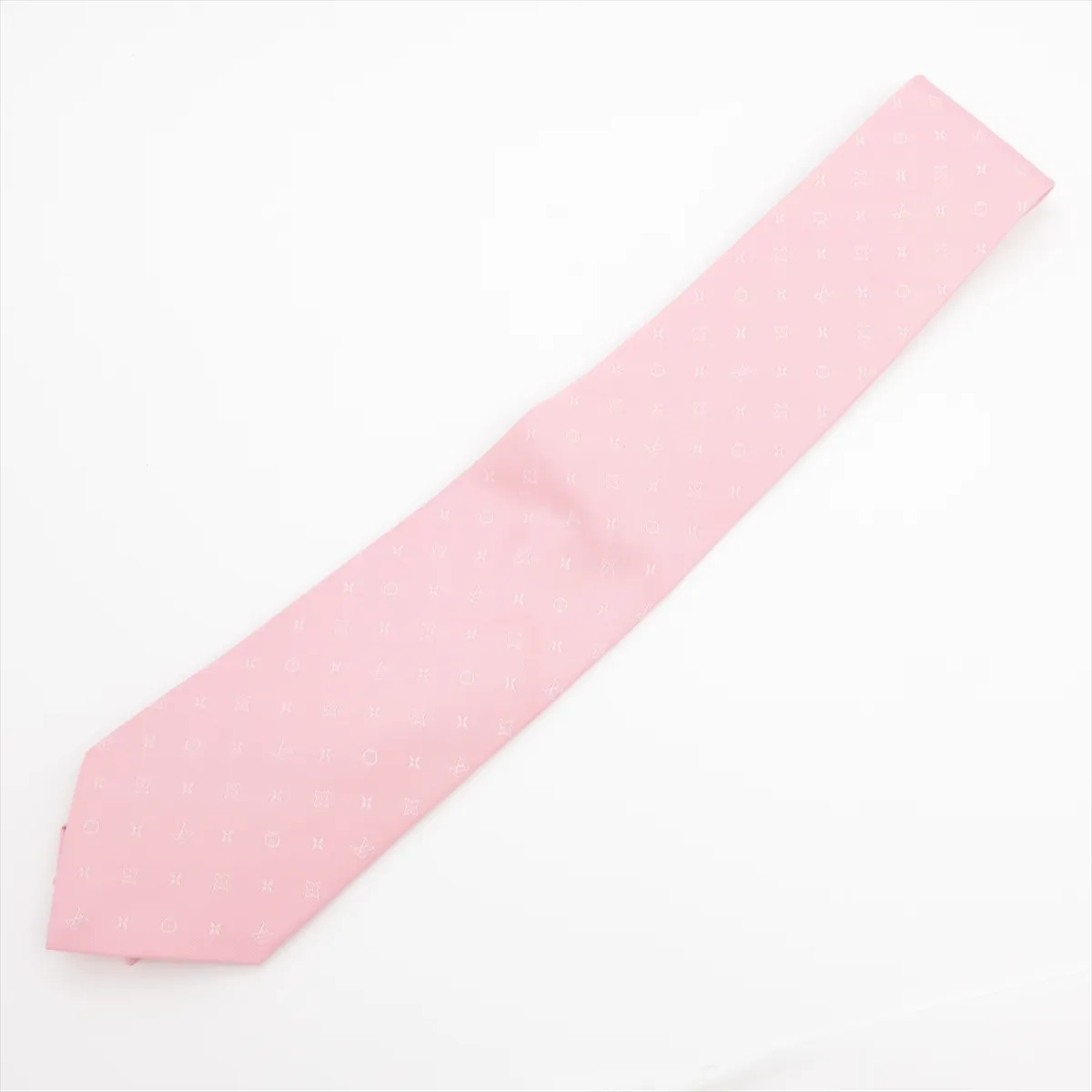 Cravat Monogram Woven 8cm MR1221 Tie, Silk, Pink,
