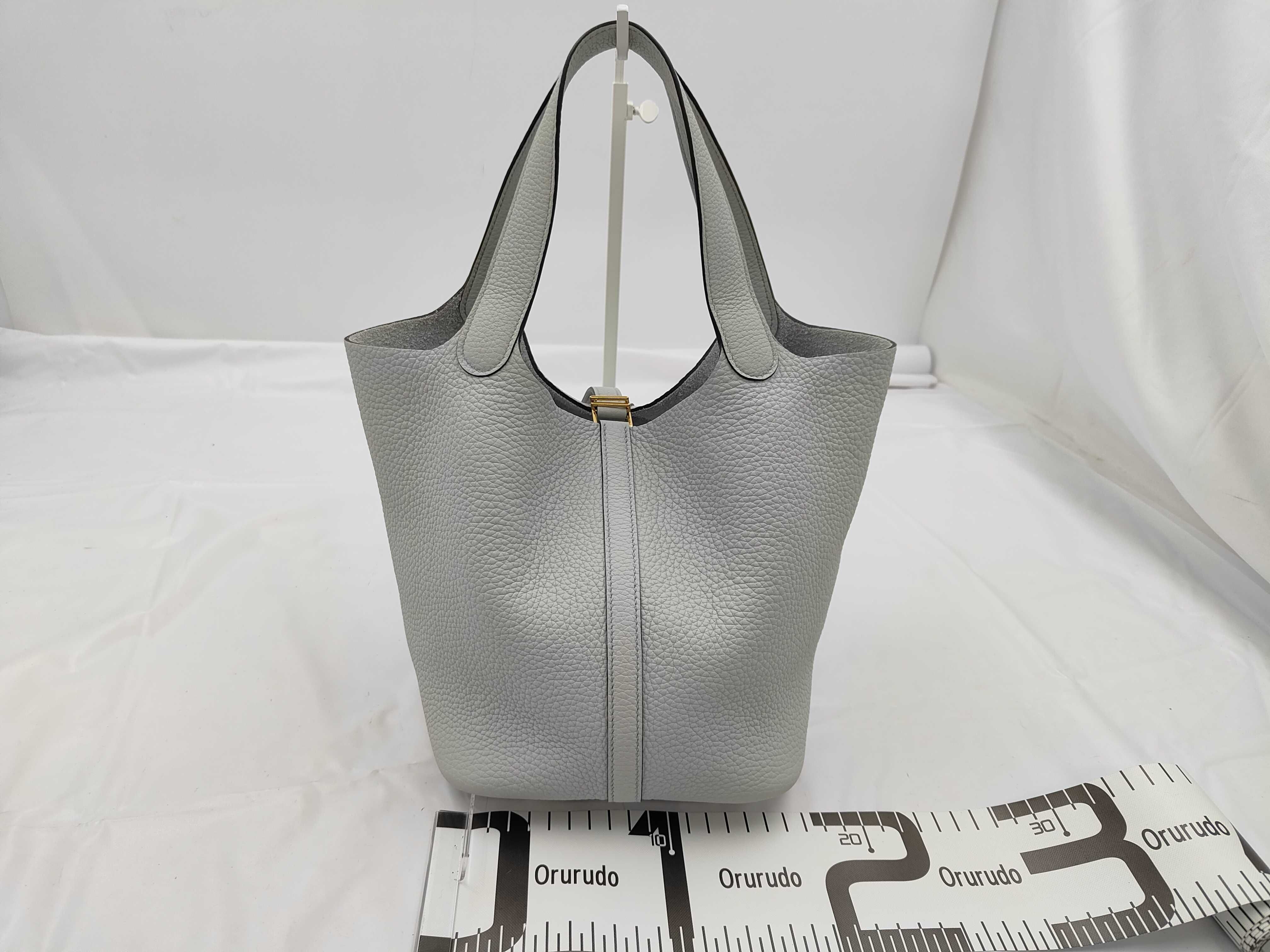 Picotin Lock MM Light Blue Taurillon Leather Handbag (U Stamp) — view 2