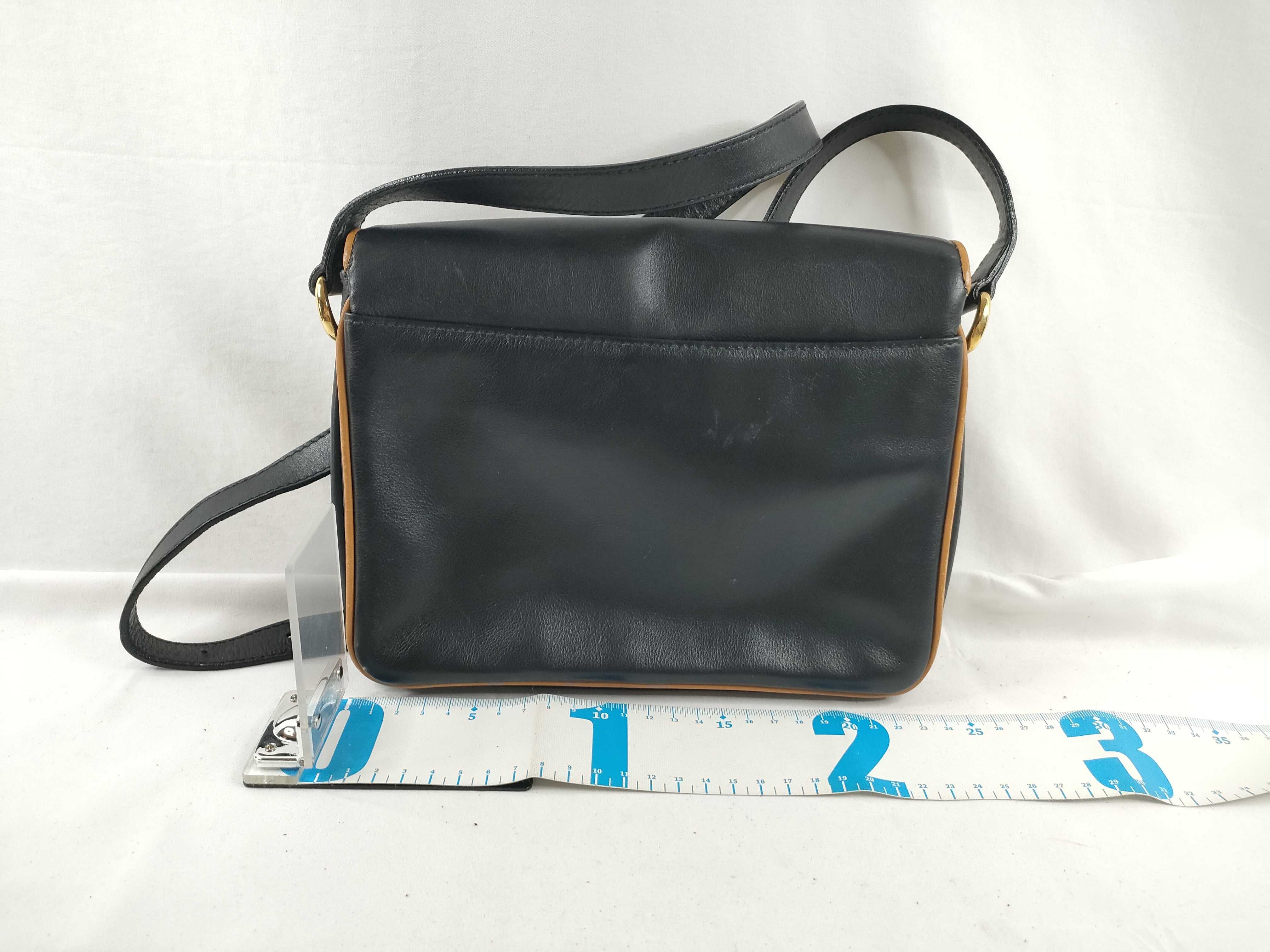 Vintage Leather Shoulder Bag with Carriage Hardware — view 2