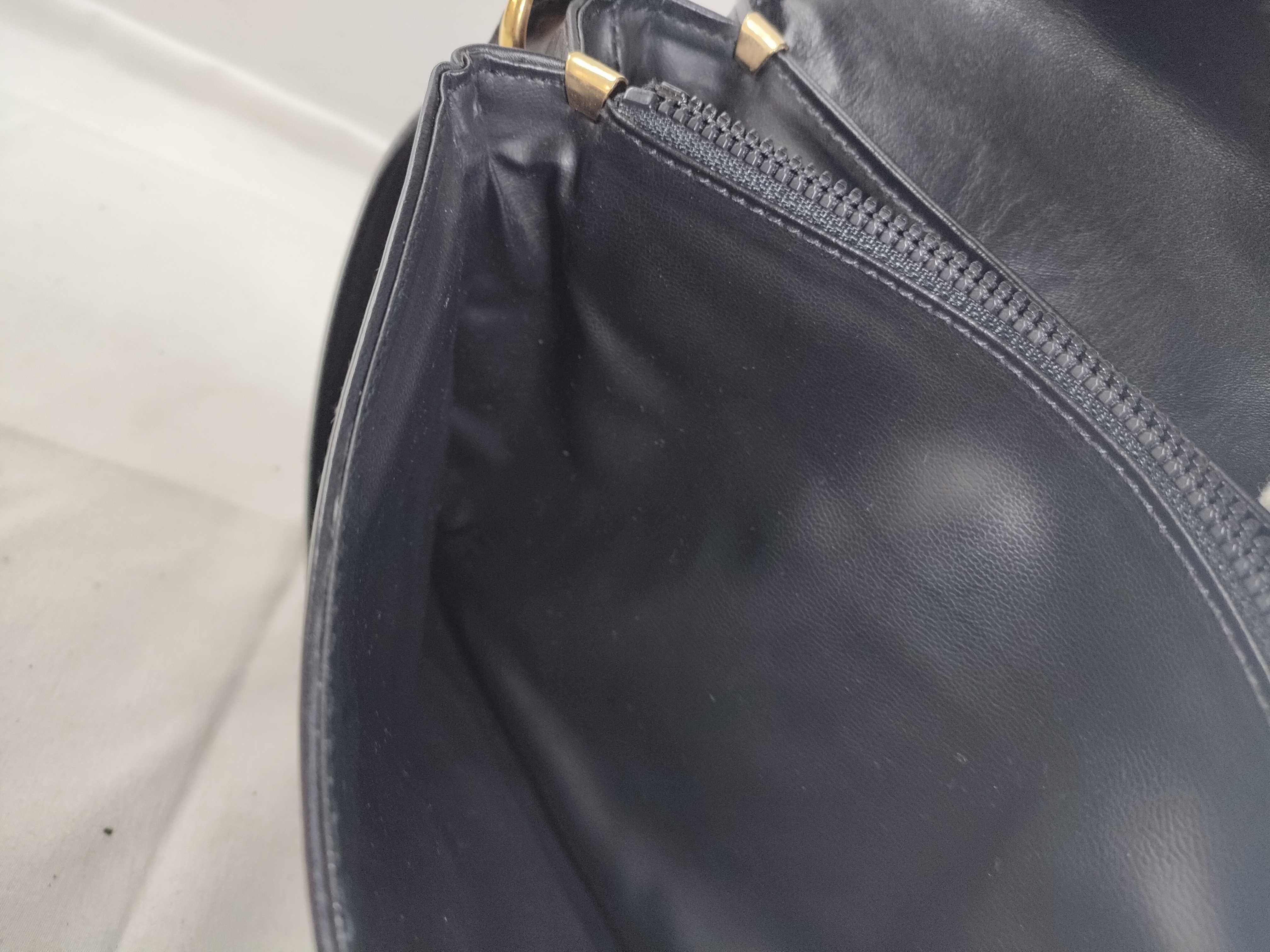 Vintage Leather Shoulder Bag with Carriage Hardware — view 11