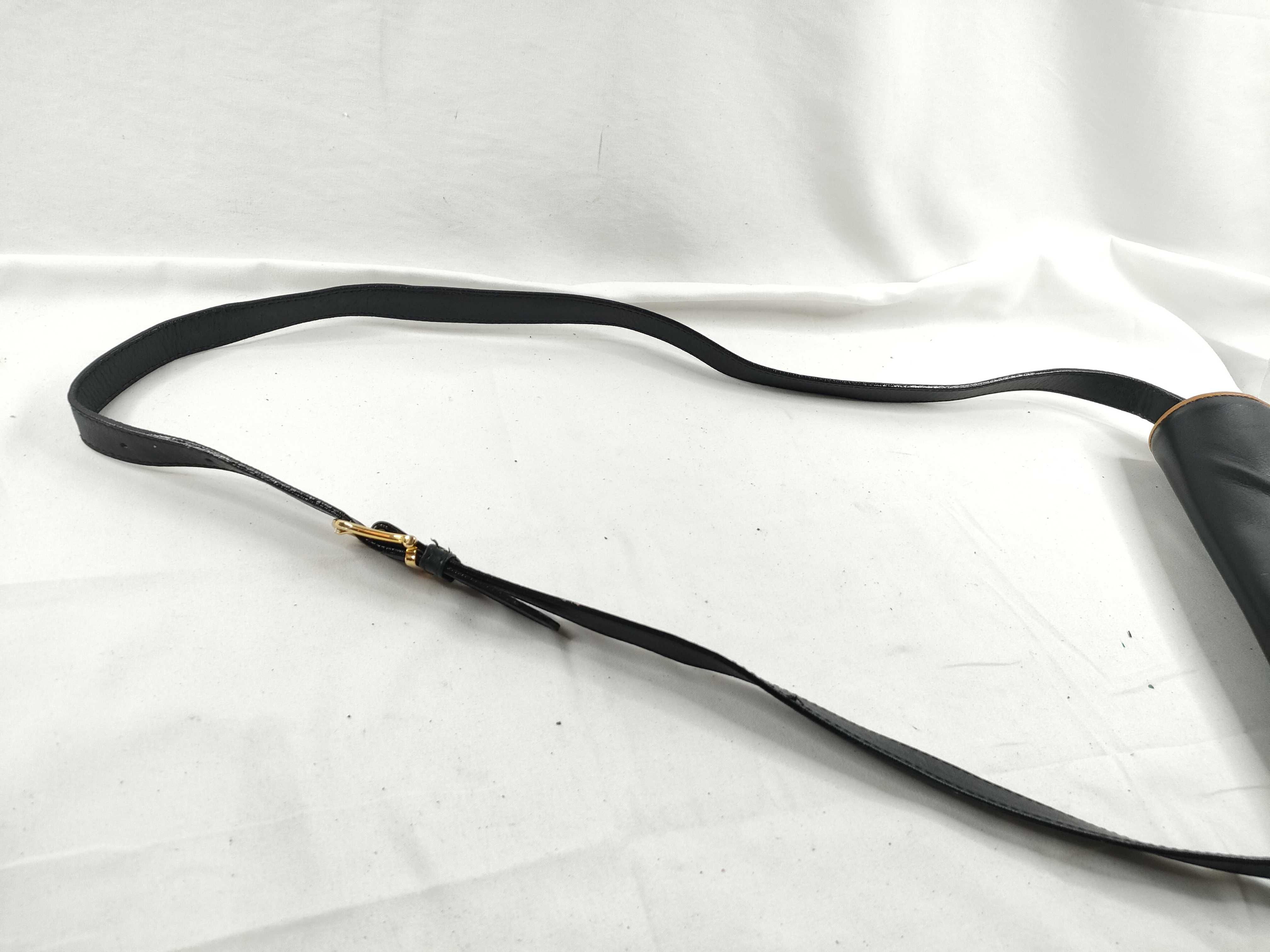 Vintage Leather Shoulder Bag with Carriage Hardware — view 6