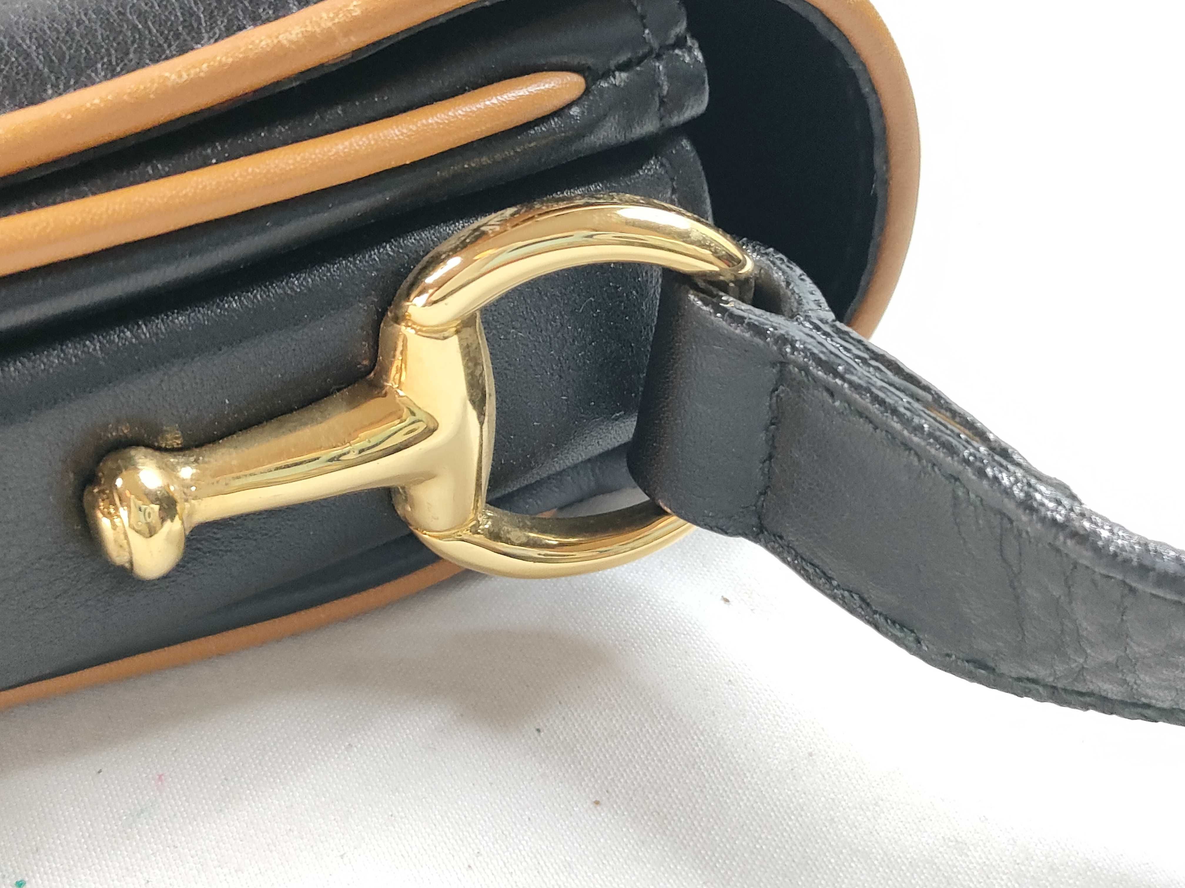 Vintage Leather Shoulder Bag with Carriage Hardware — view 8
