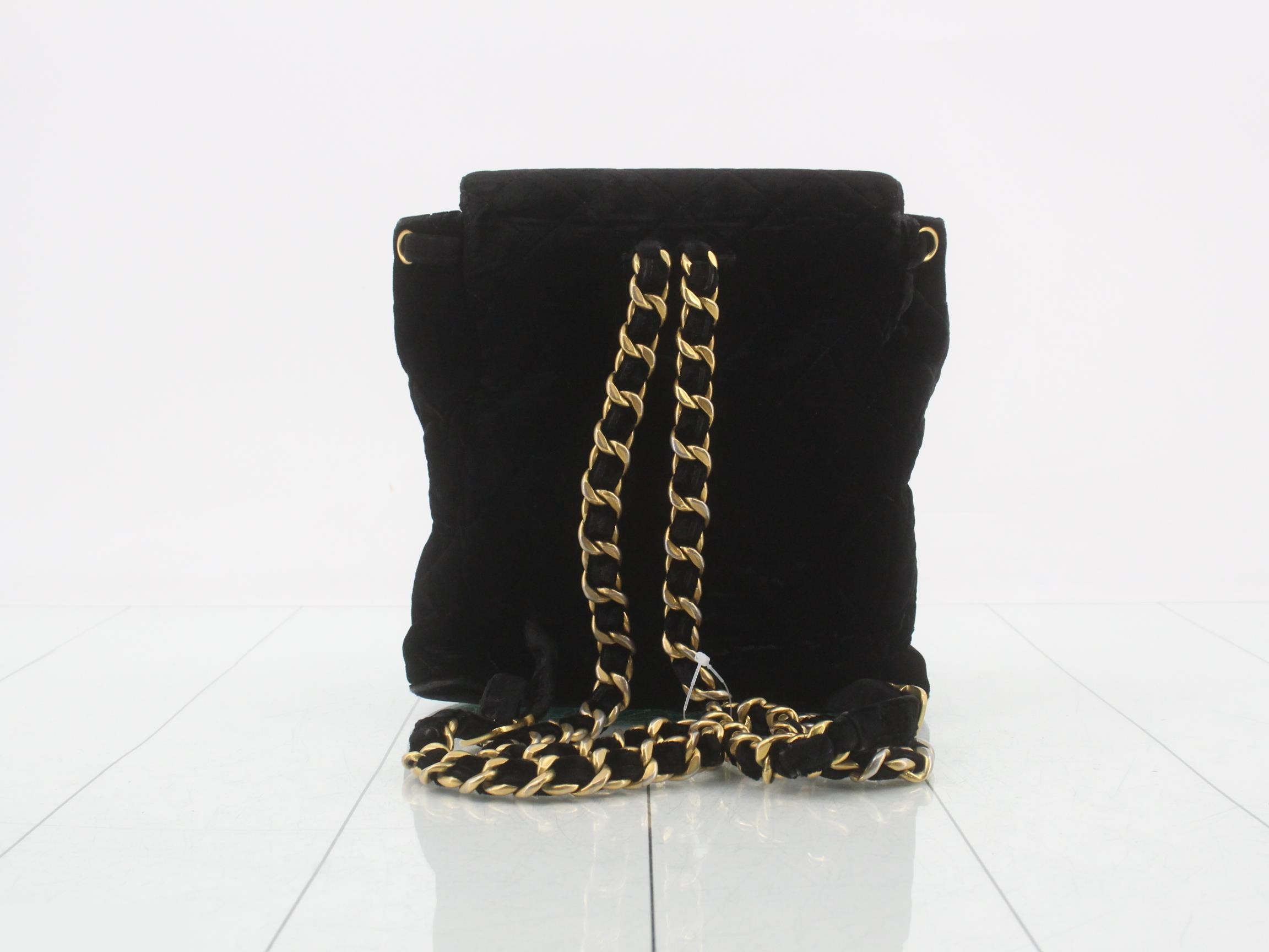 Matelassé Velour Turnlock Chain Backpack — view 2
