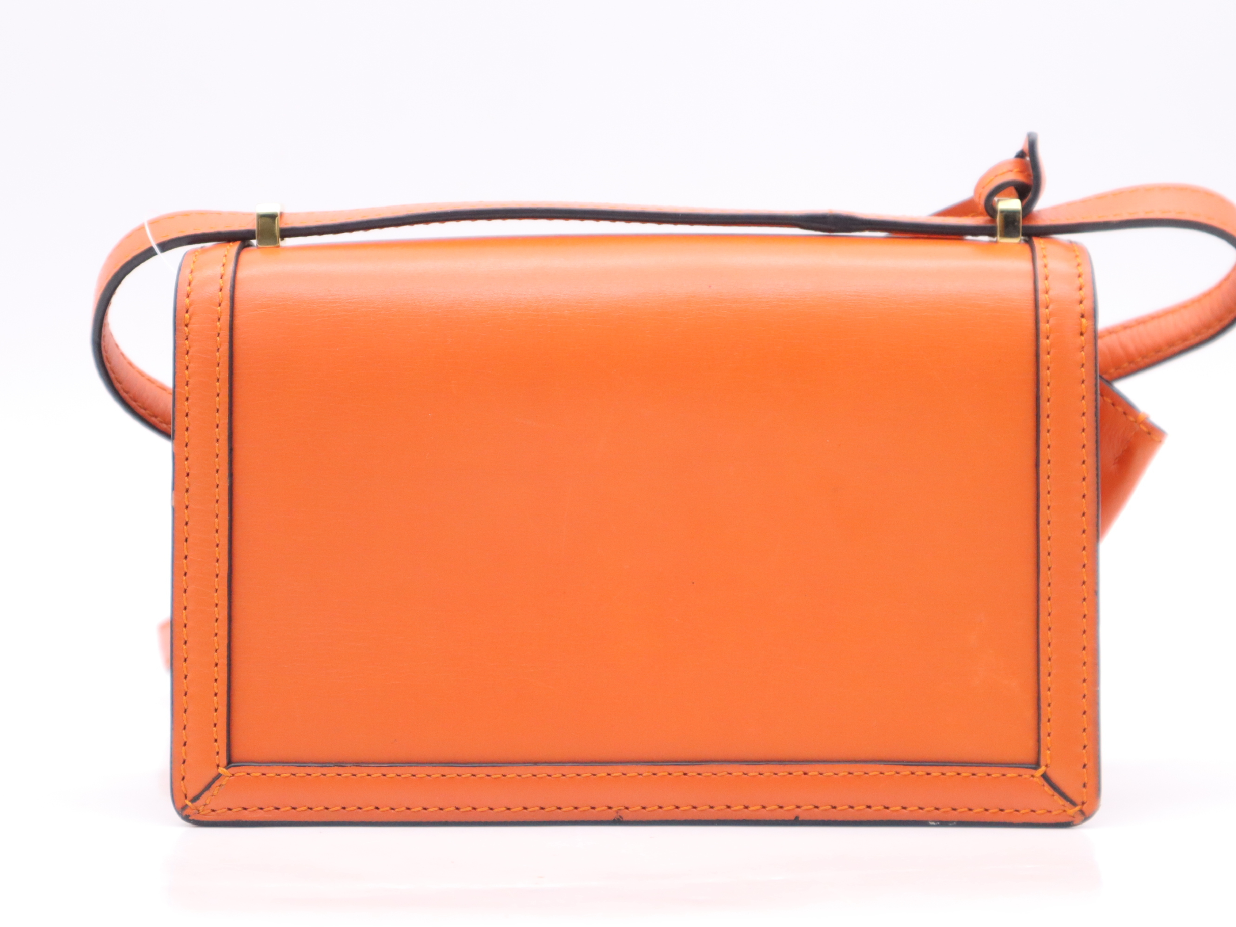 Leather Barcelona Bag, Orange, Gold Hardware, Charm Included, Shoulder Bag — view 2