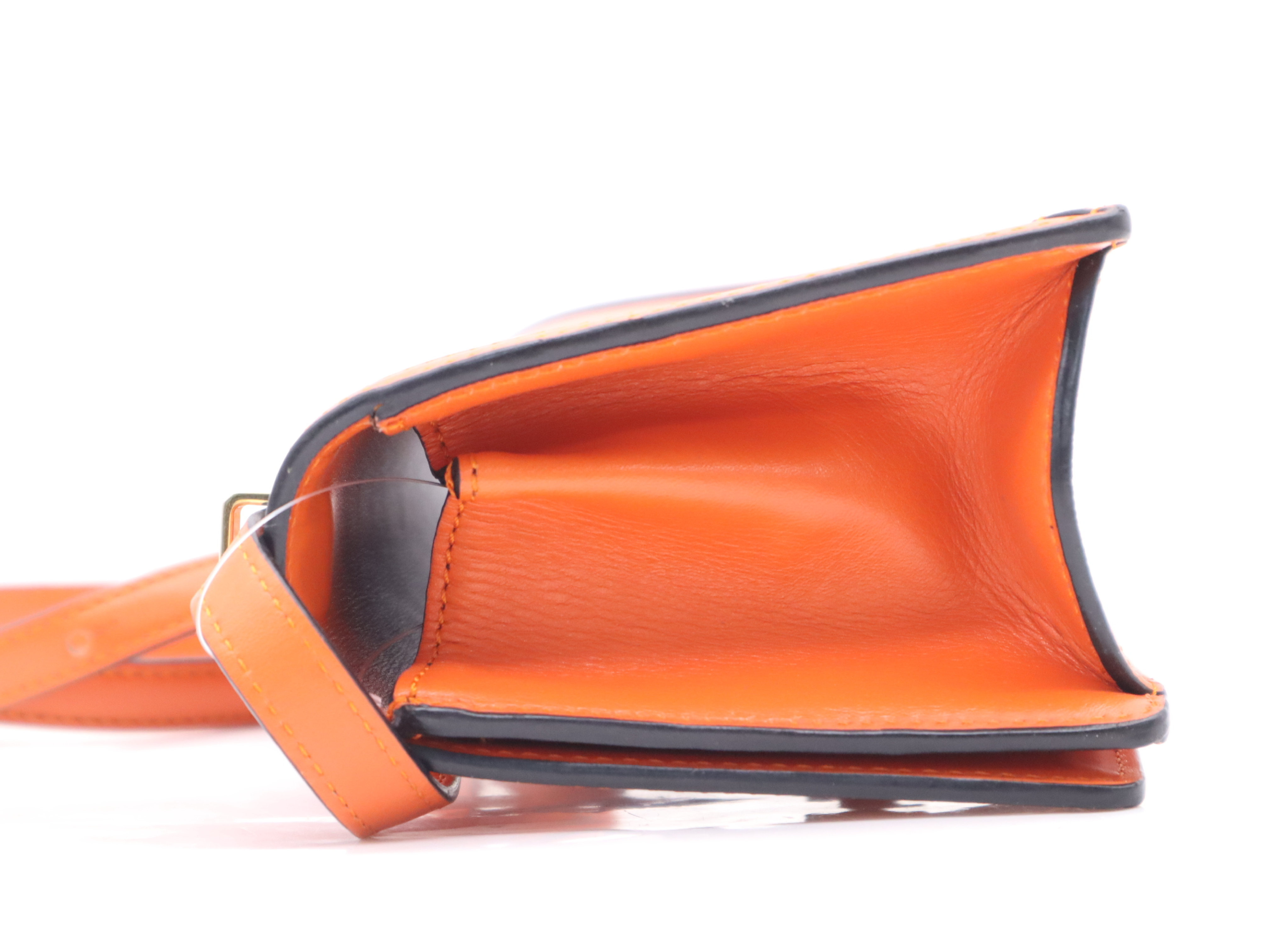 Leather Barcelona Bag, Orange, Gold Hardware, Charm Included, Shoulder Bag — view 3