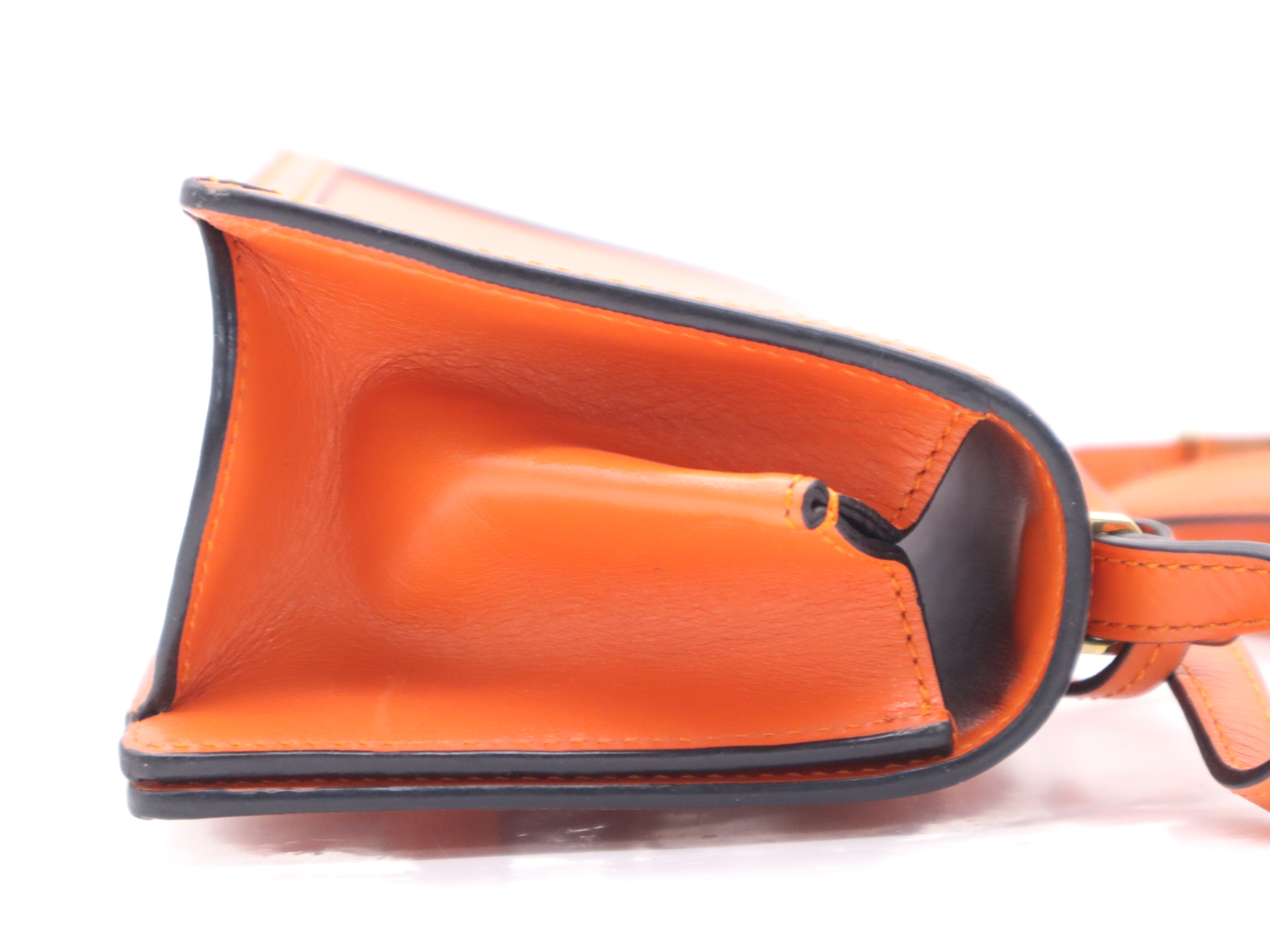Leather Barcelona Bag, Orange, Gold Hardware, Charm Included, Shoulder Bag — view 5