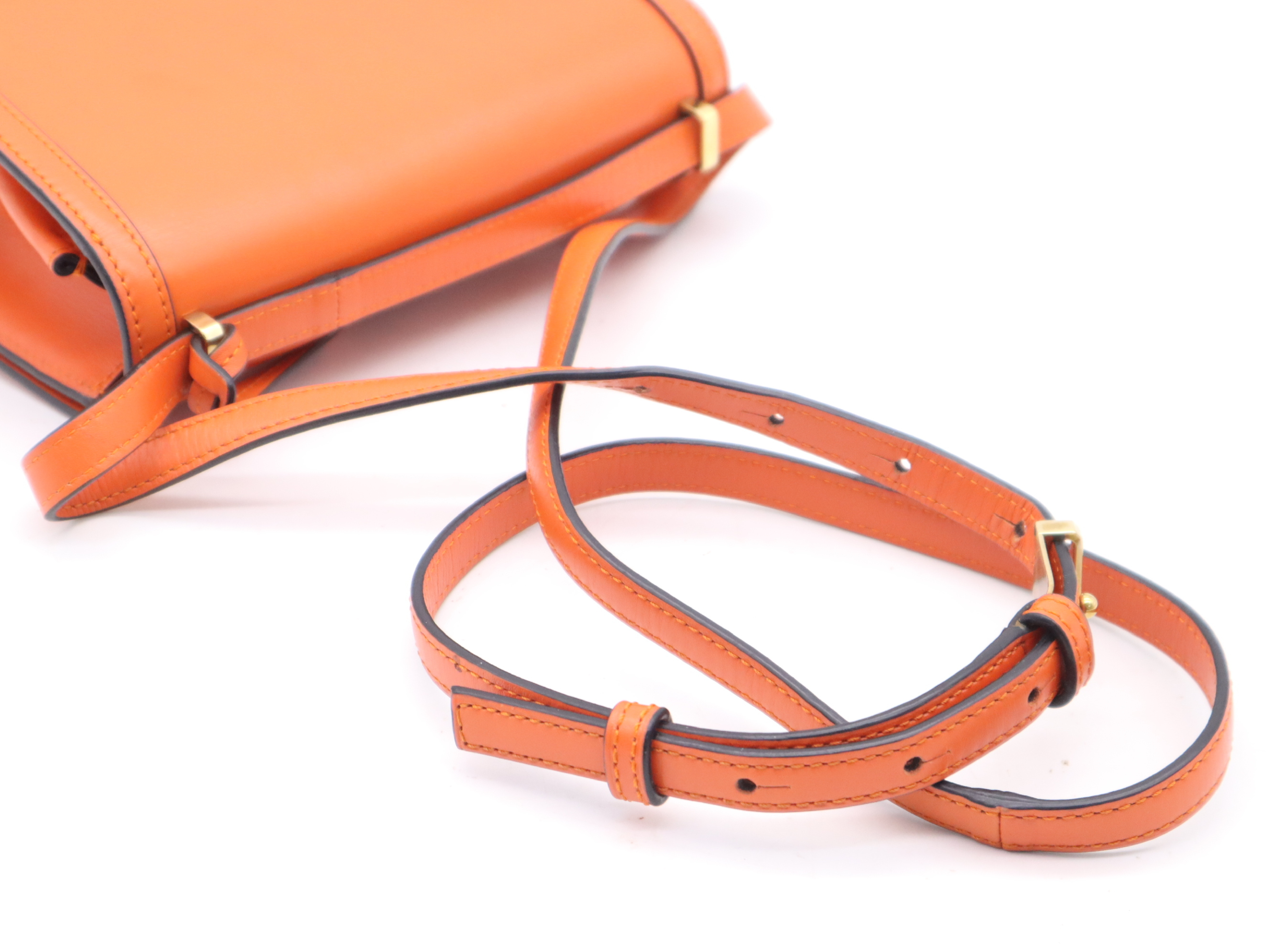 Leather Barcelona Bag, Orange, Gold Hardware, Charm Included, Shoulder Bag — view 6
