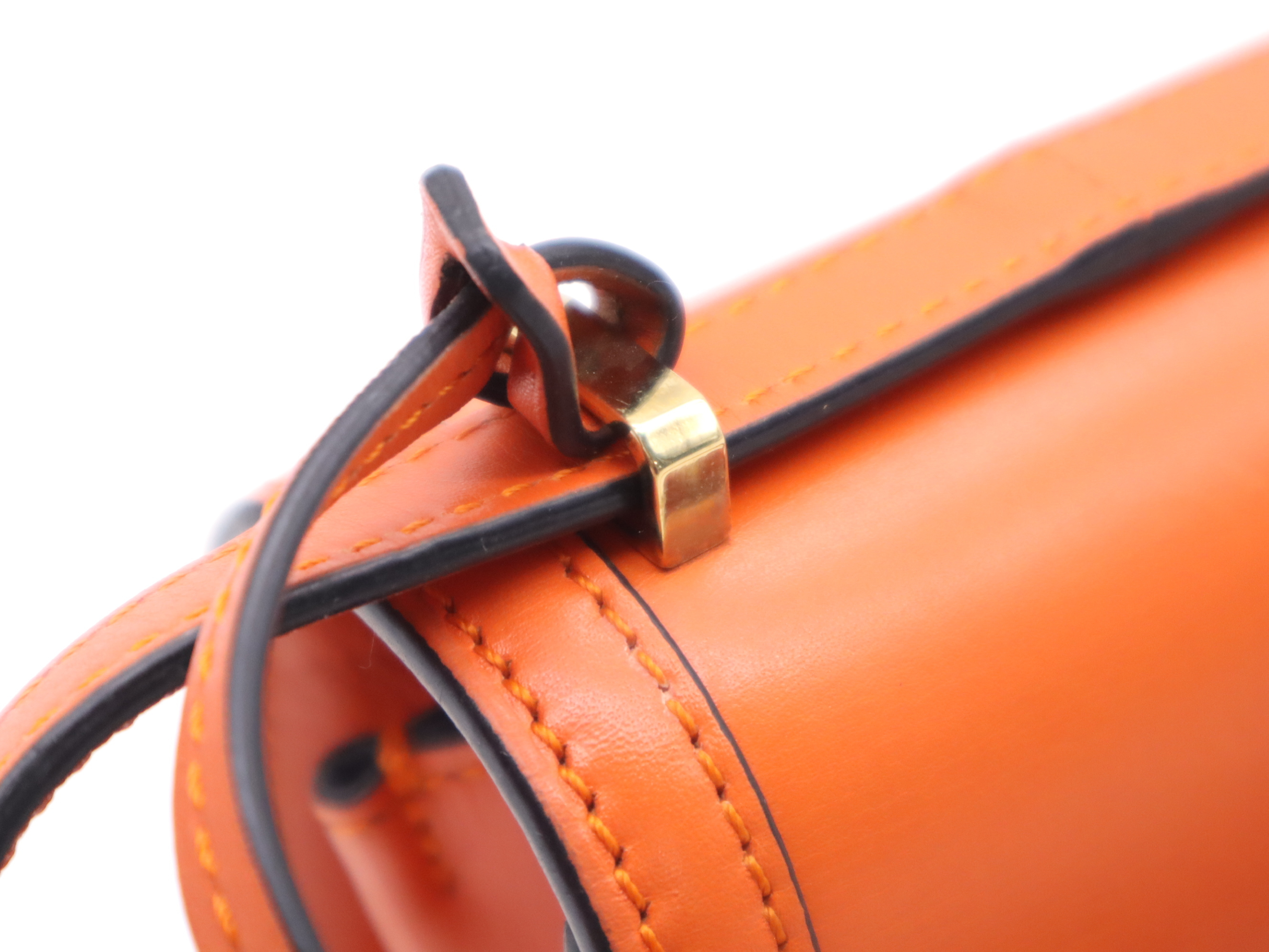 Leather Barcelona Bag, Orange, Gold Hardware, Charm Included, Shoulder Bag — view 7