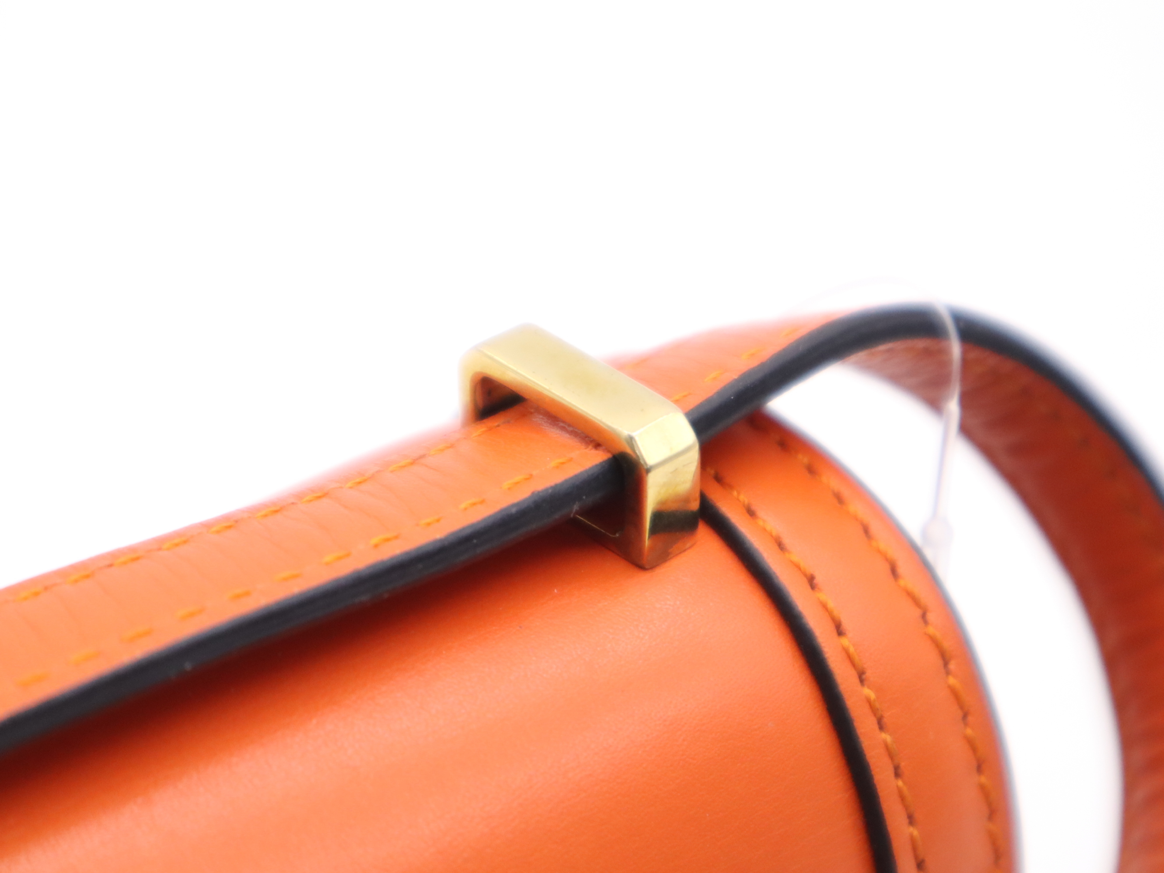 Leather Barcelona Bag, Orange, Gold Hardware, Charm Included, Shoulder Bag — view 8