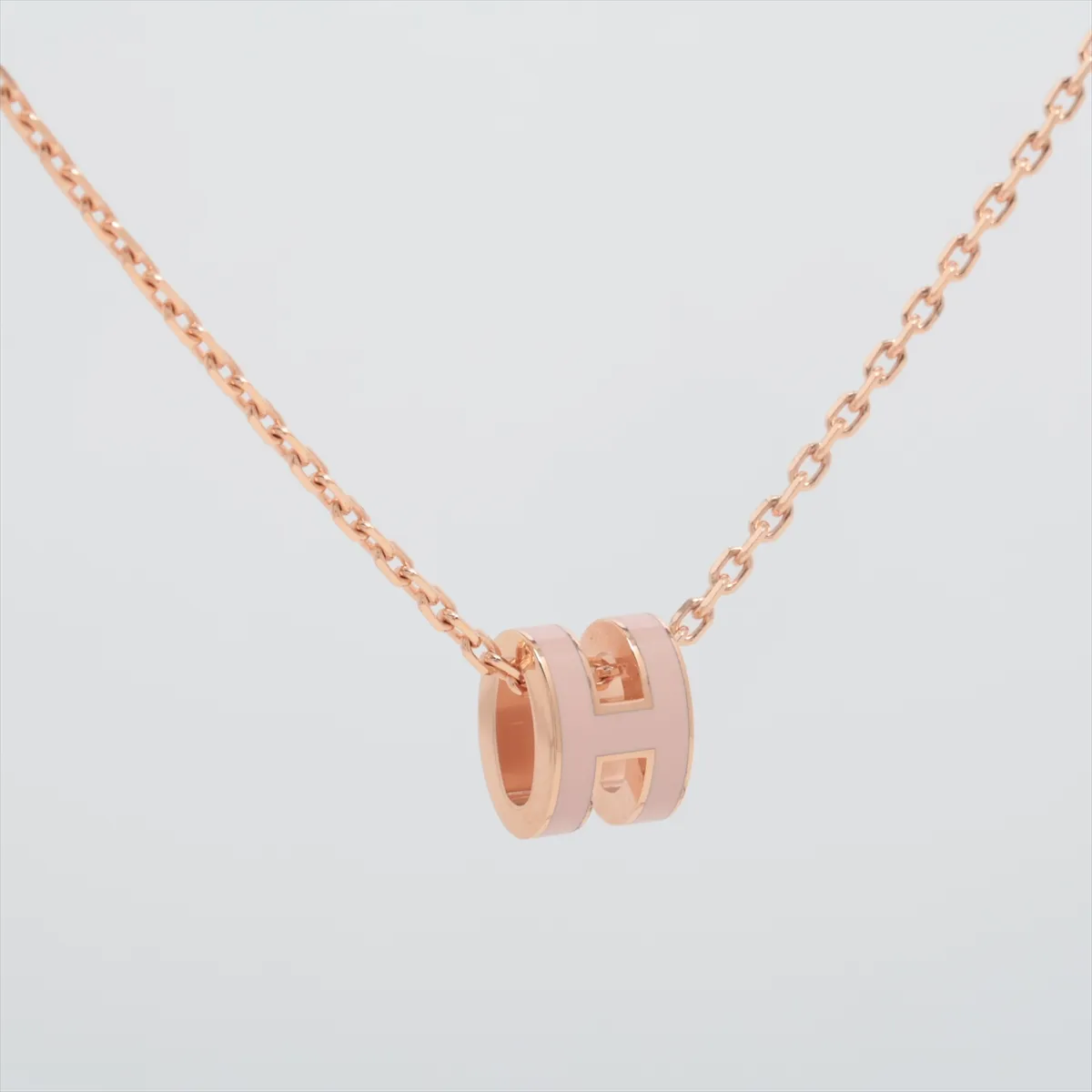 Mini Pop H Necklace, GP Pink x Rose Gold, some wear and tarnishing. — view 2