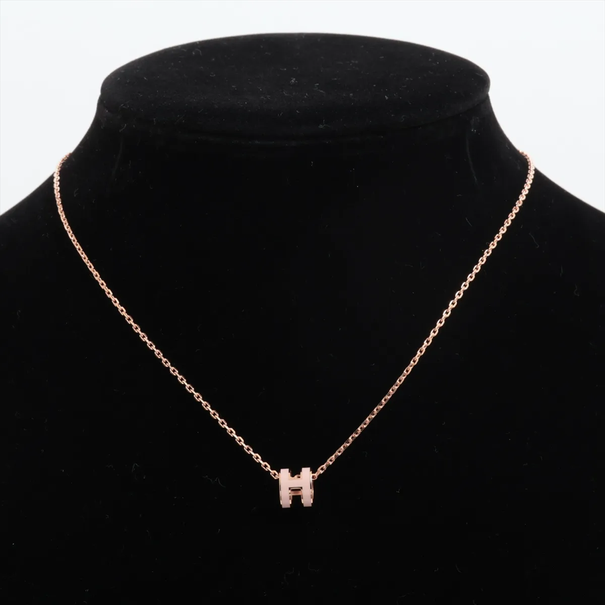 Mini Pop H Necklace, GP Pink x Rose Gold, some wear and tarnishing. — view 5