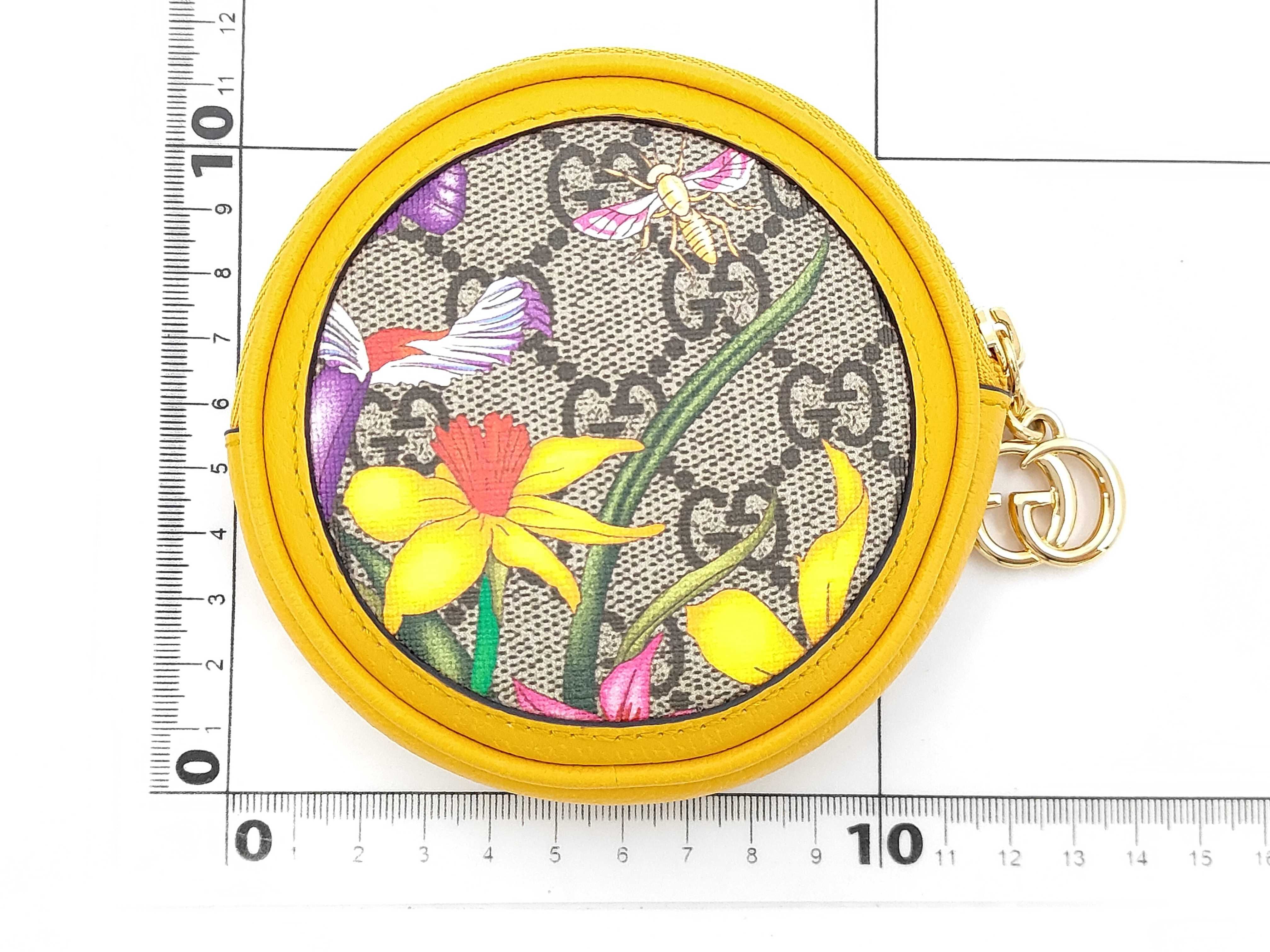 Ophidia Round Coin Case, GG Floral Pattern, 574840, Yellow Coin Case — view 2