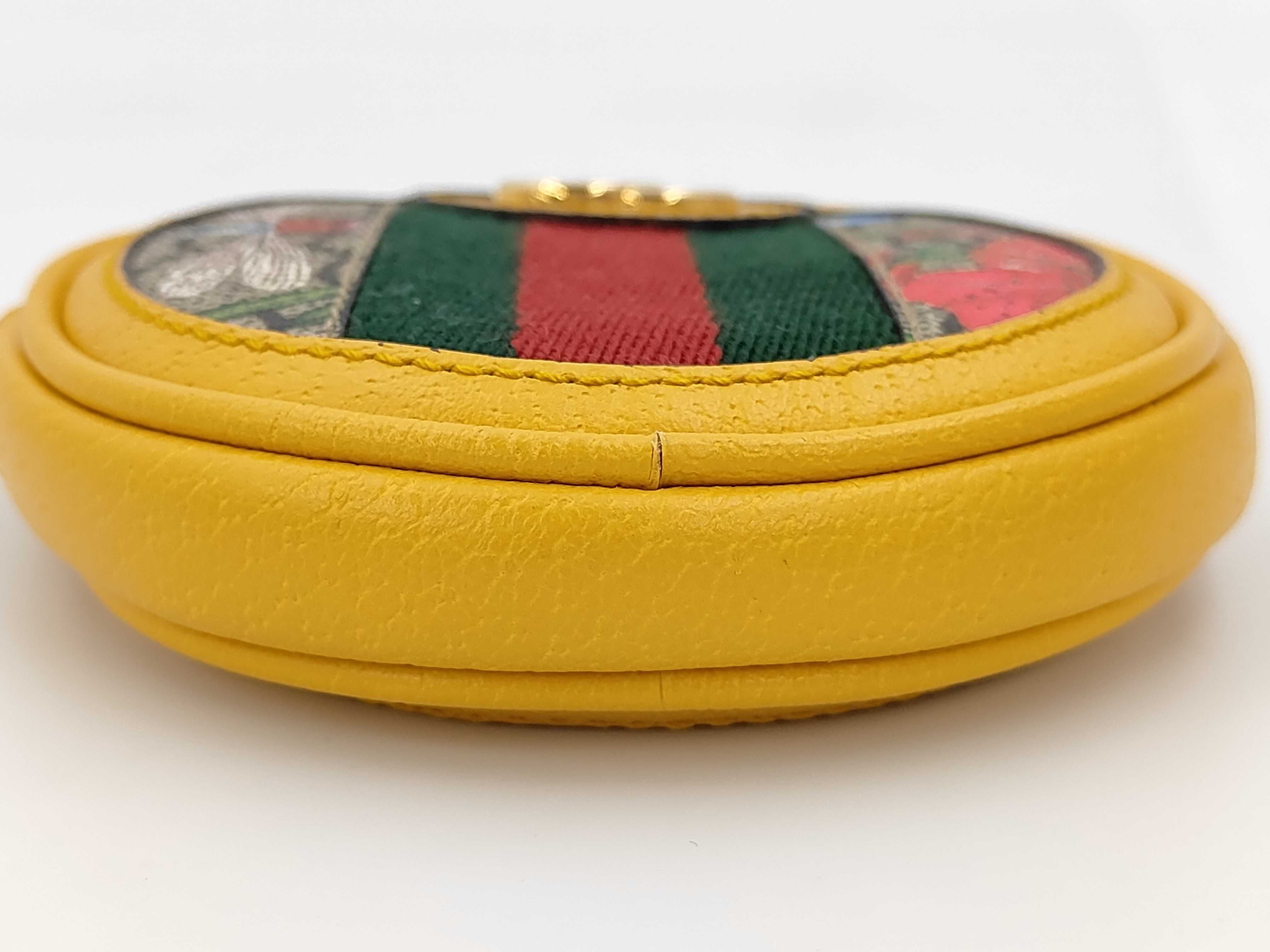 Ophidia Round Coin Case, GG Floral Pattern, 574840, Yellow Coin Case — view 3