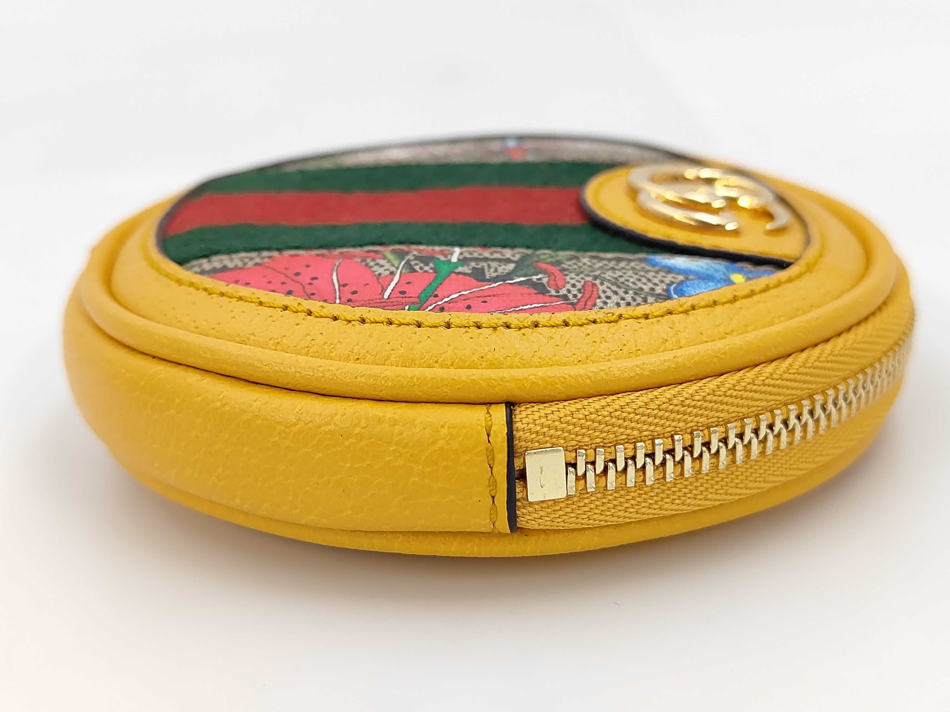 Ophidia Round Coin Case, GG Floral Pattern, 574840, Yellow Coin Case — view 4